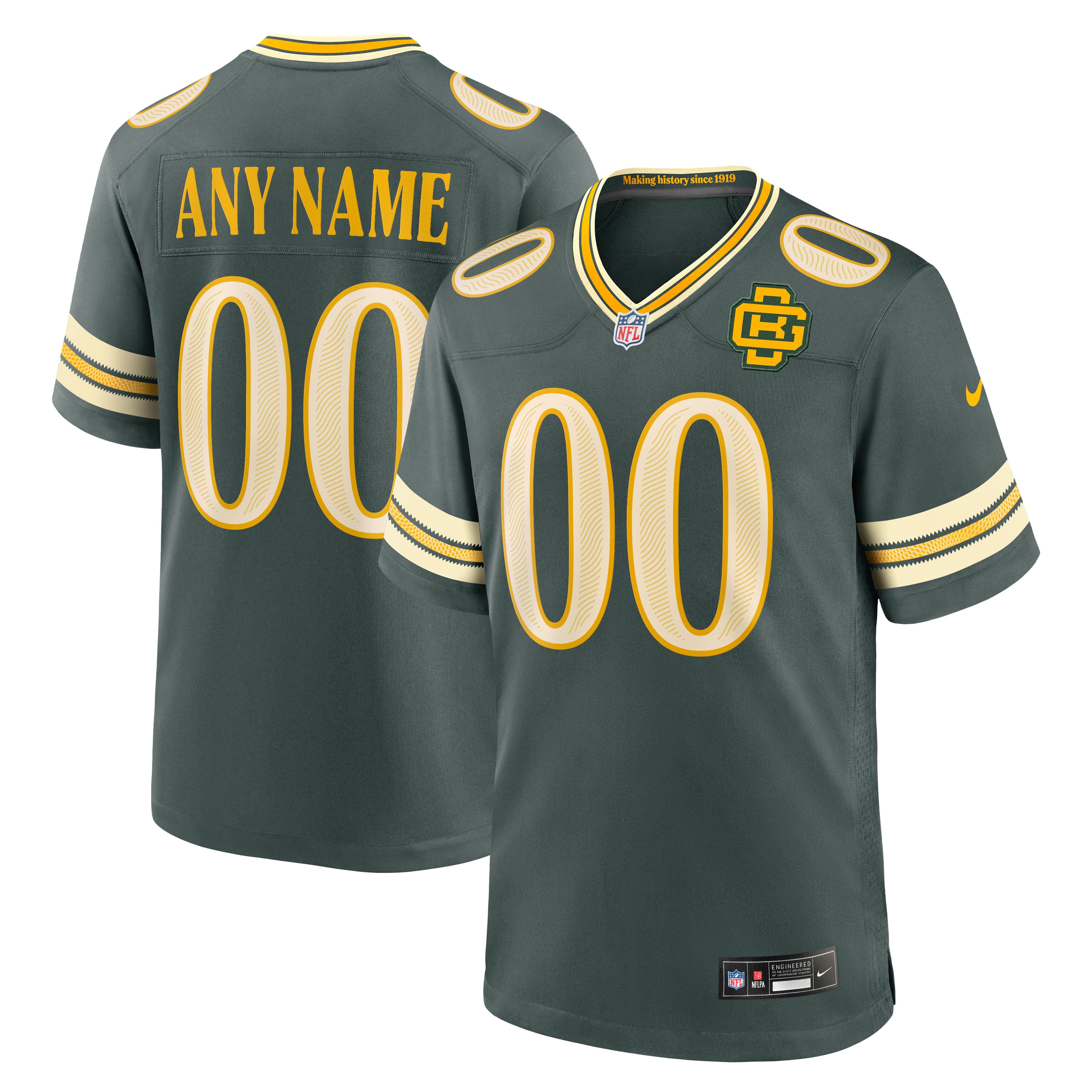 Green Bay Packers Custom Jersey Green NFL Football Fan Wear Custom Number