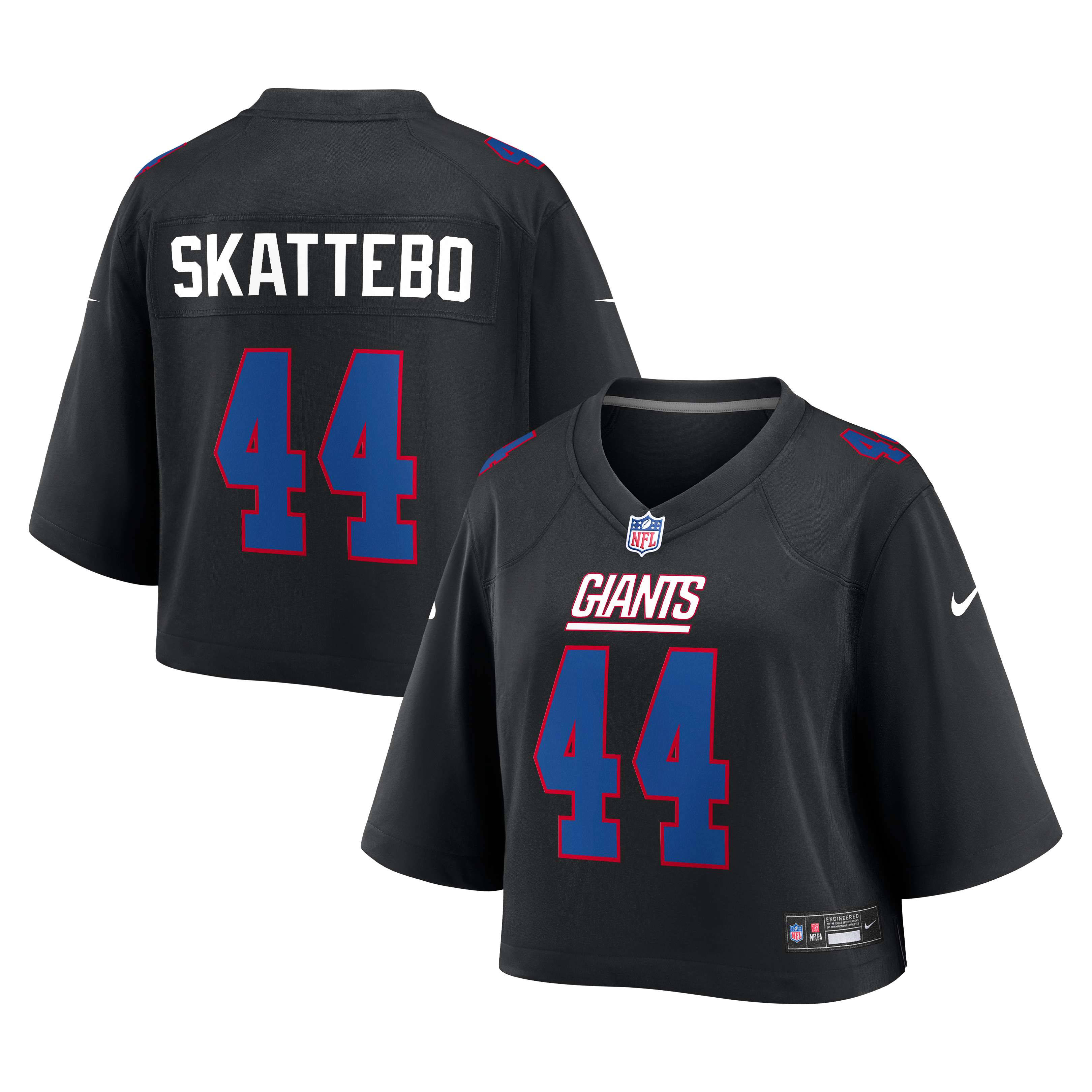 Cam Skattebo Cropped New York Giants Game Jersey Black NFL Football Fan Wear Cam Skattebo Cropped