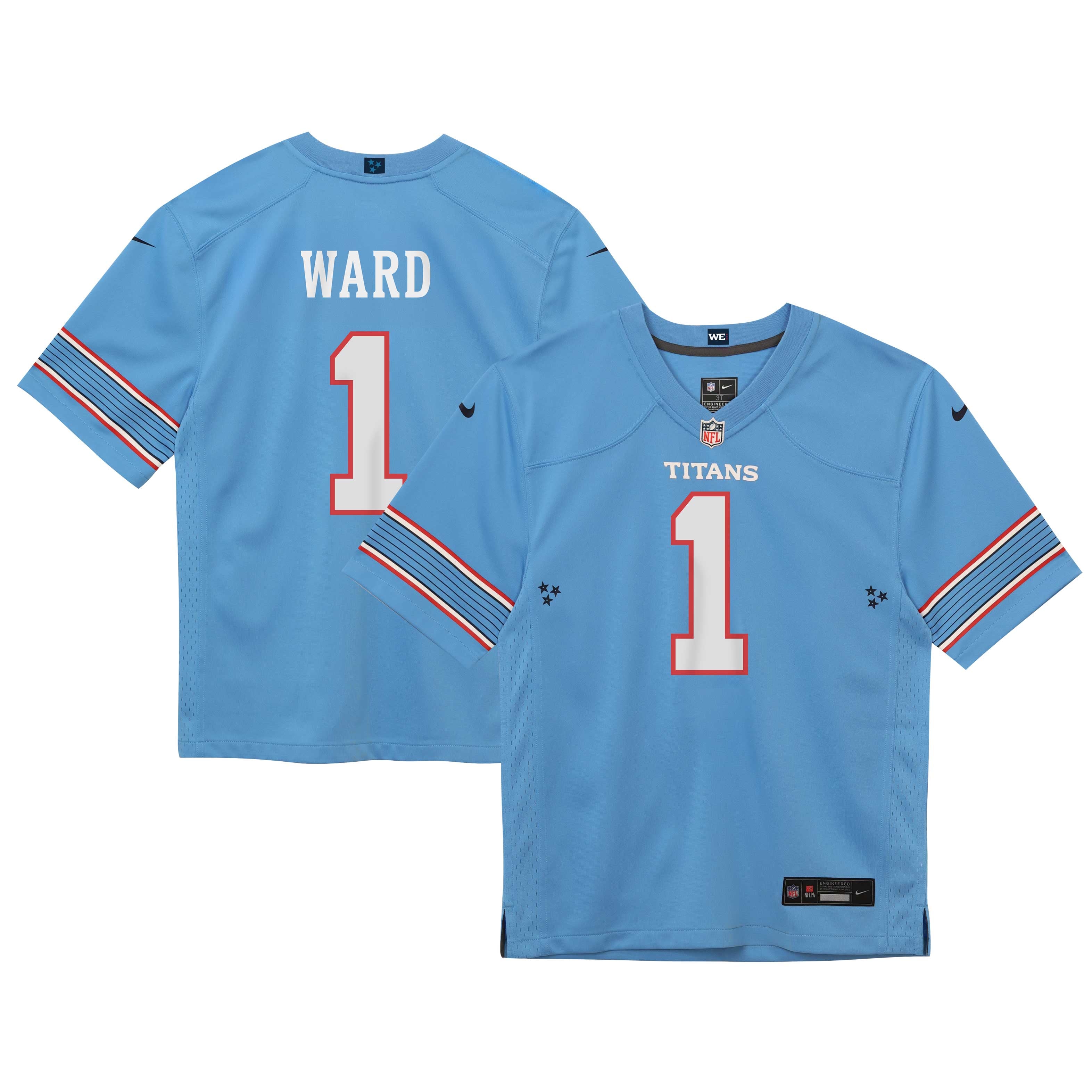Cameron Ward Tennessee Titans Game Jersey Light Blue NFL Football Fan Wear