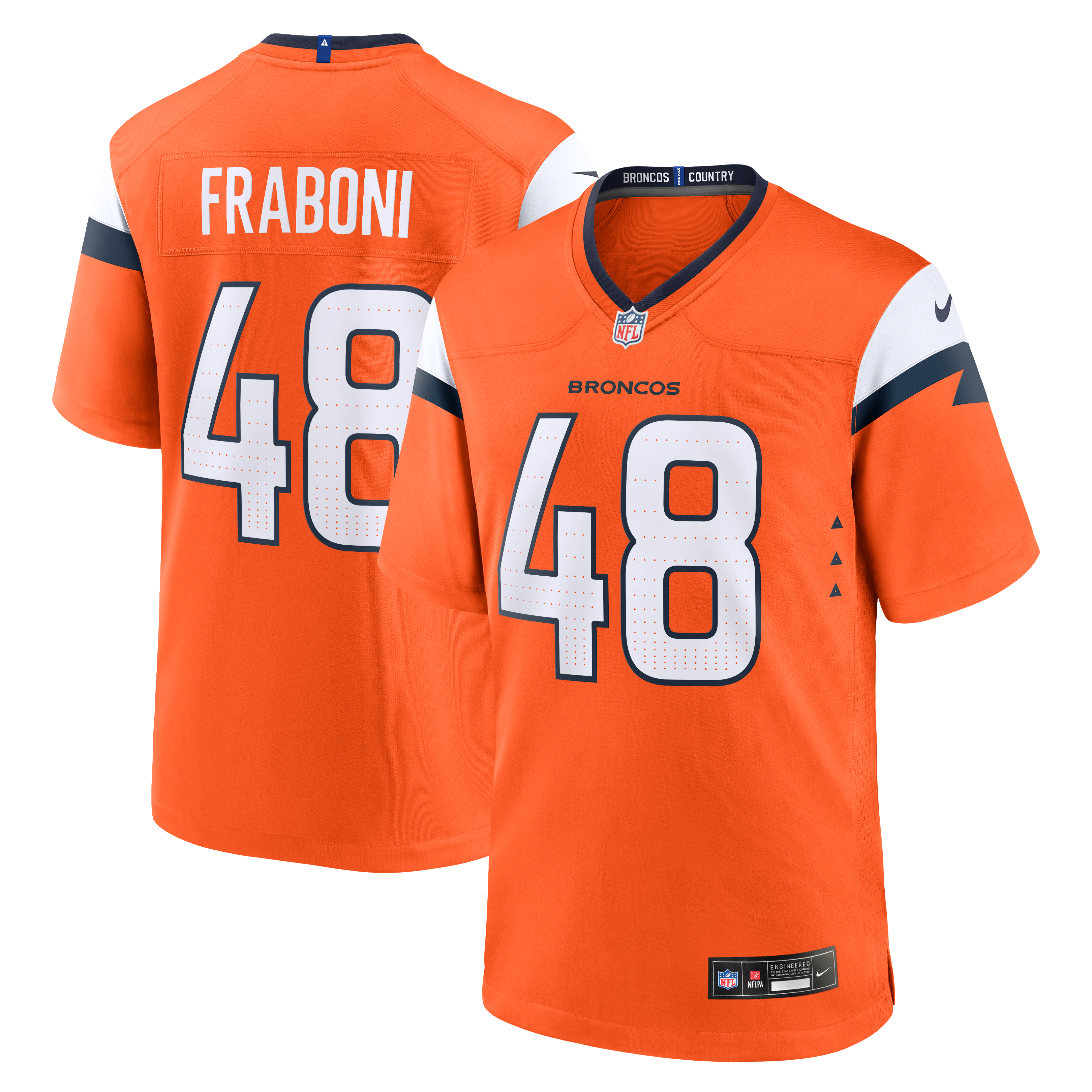Mitchell Fraboni Denver Broncos Game Jersey Orange NFL Football Fan Wear