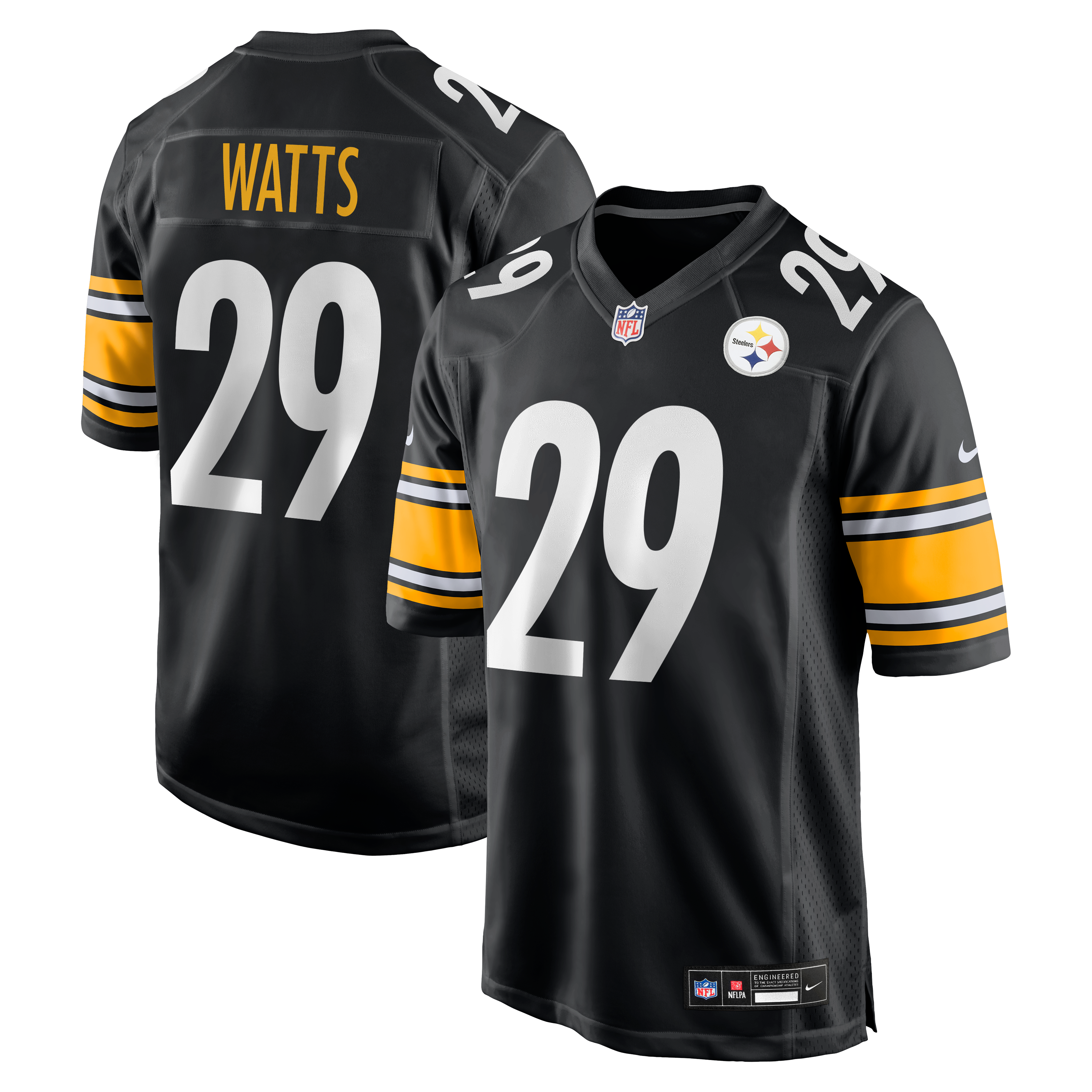 Ryan Watts Pittsburgh Steelers Game Jersey Black NFL Football Fan Wear