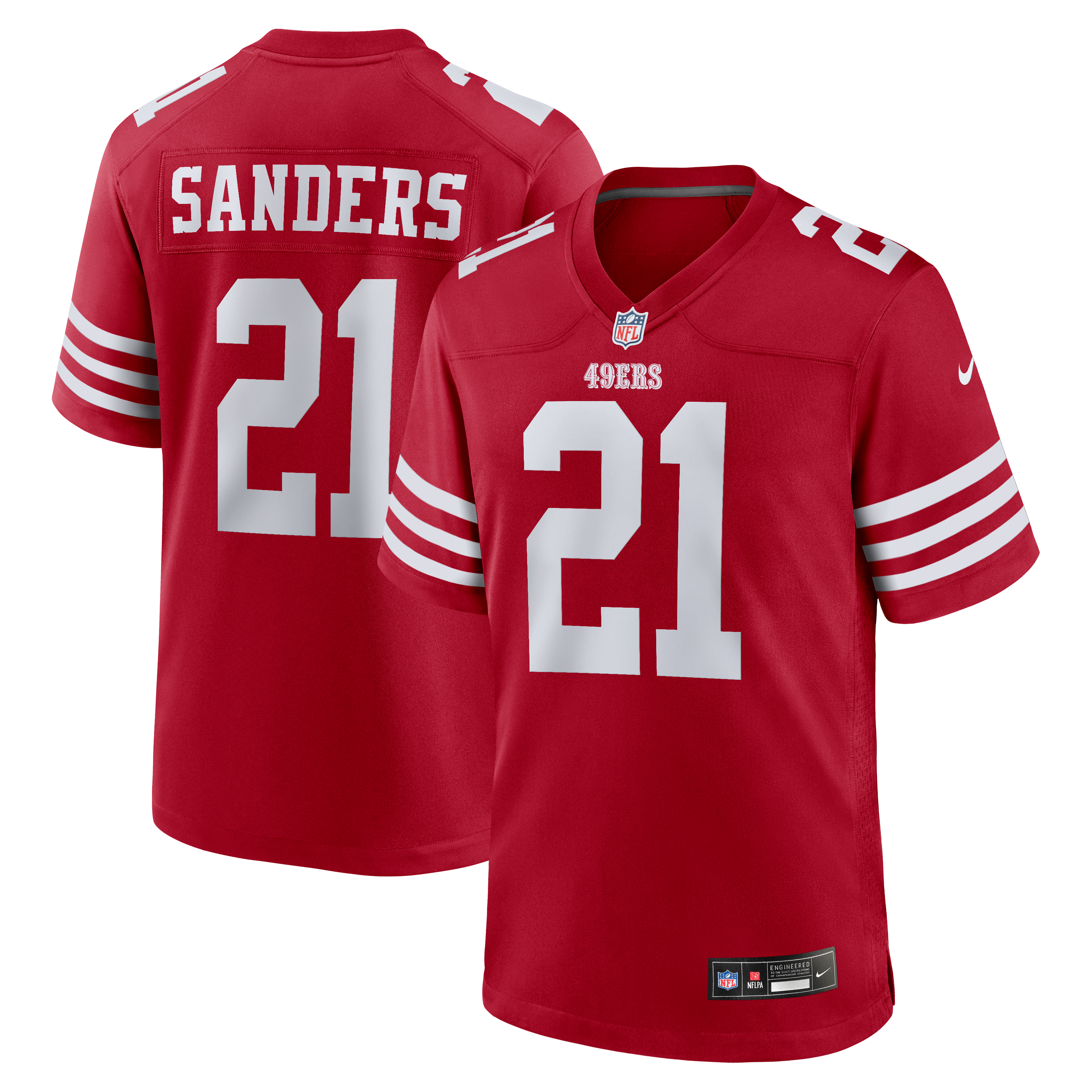 Deion Sanders Retired San Francisco 49ers Game Jersey Scarlet NFL Football Fan Wear