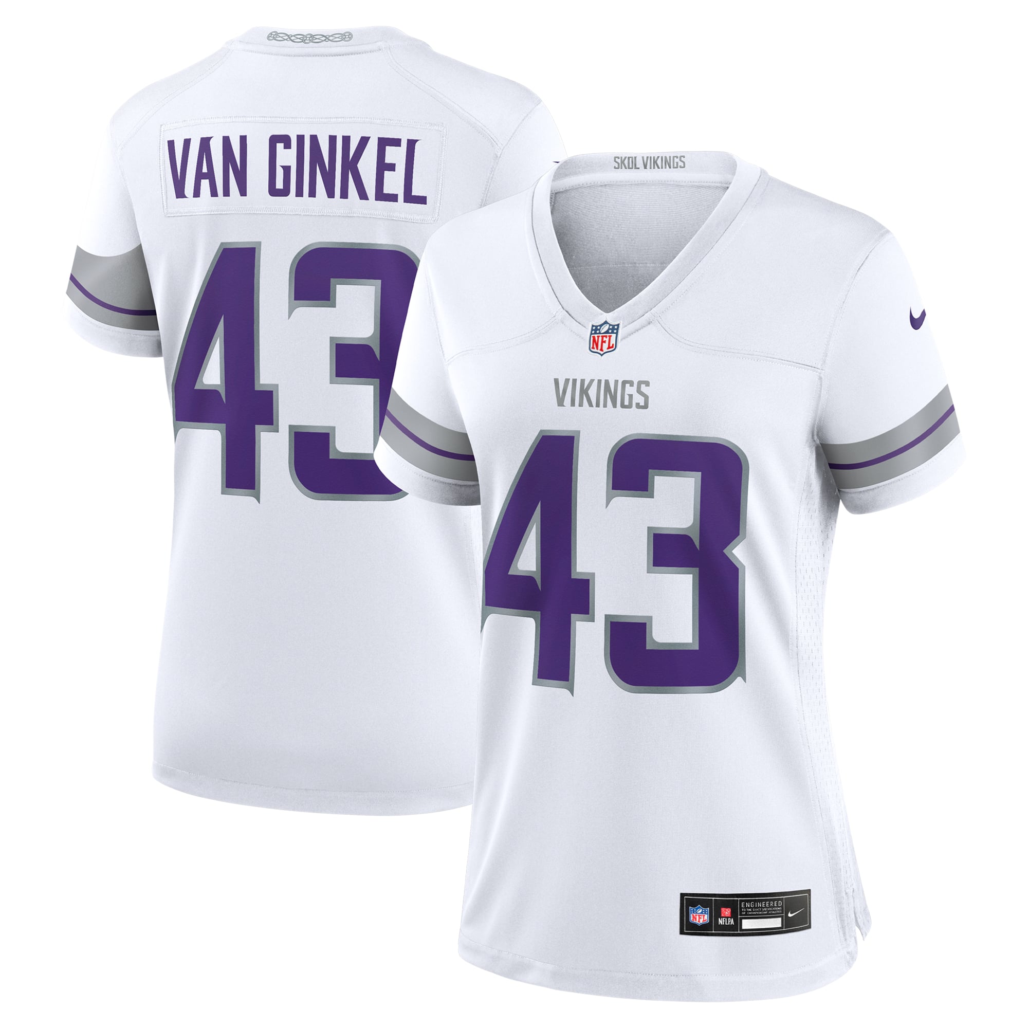 Andrew Van Ginkel Minnesota Vikings Game Jersey White NFL Football Fan Wear Andrew Van Ginkel