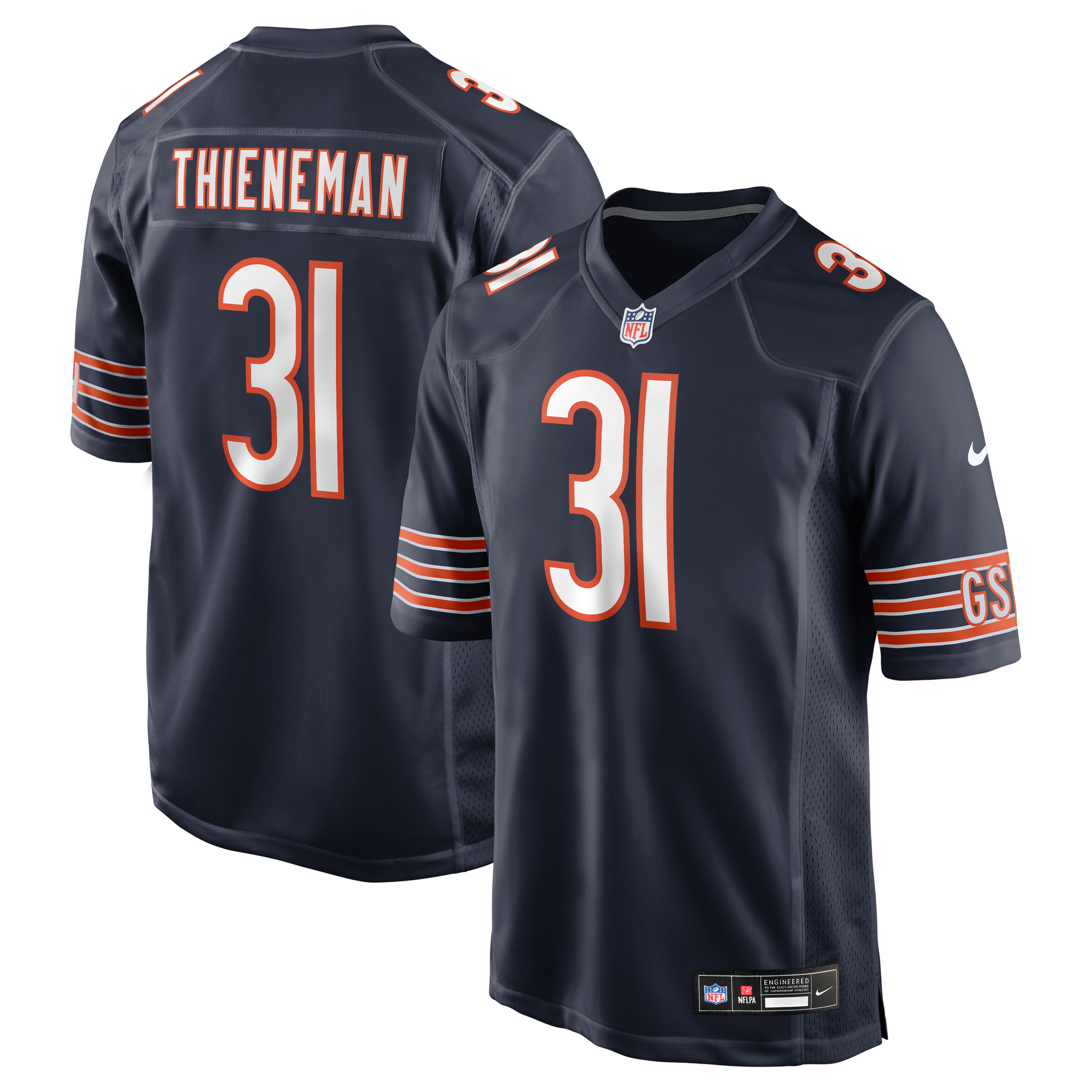 Dillon Thieneman Round Chicago Bears Game Jersey No.25 Navy NFL Football Fan Wear