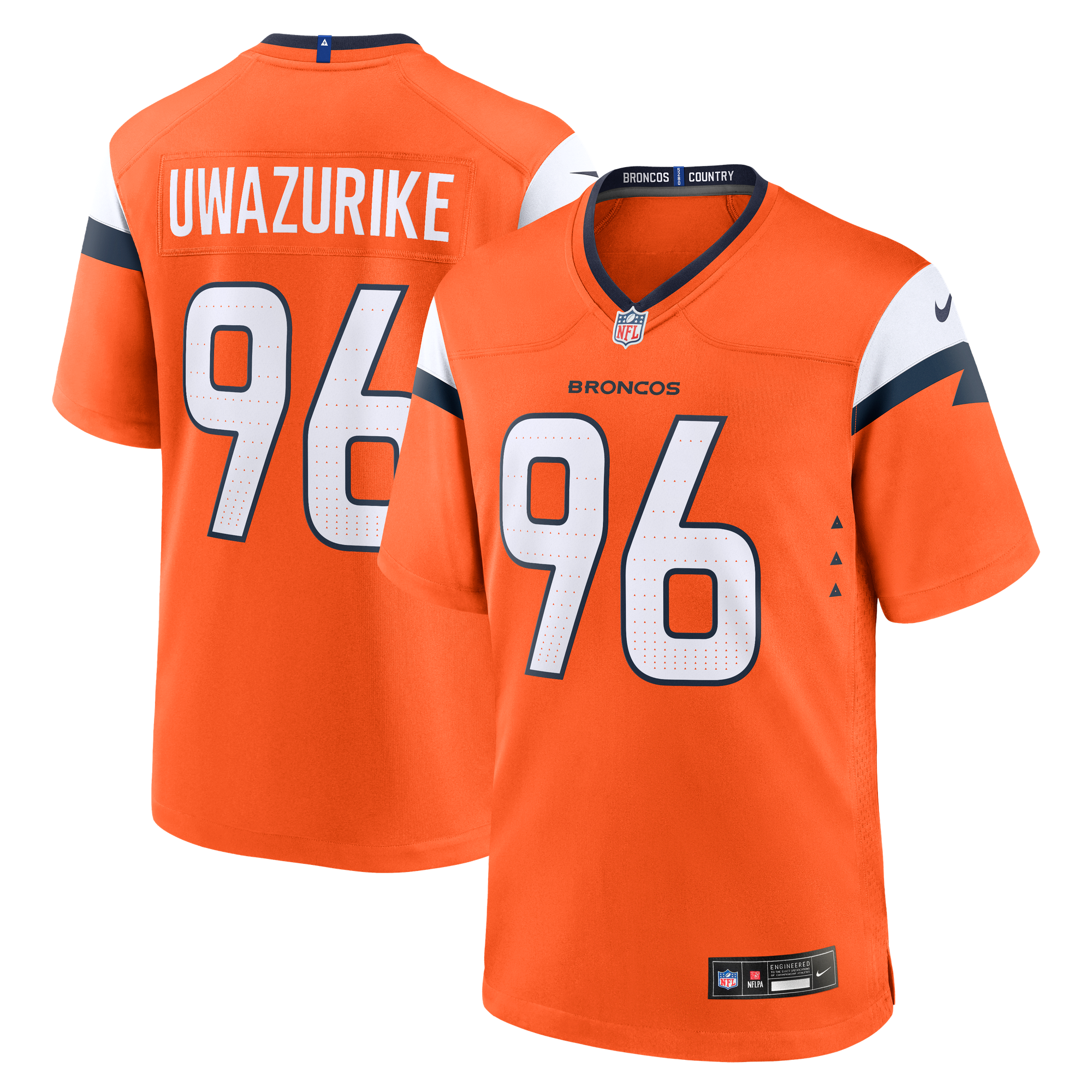 Eyioma Uwazurike Denver Broncos Game Jersey Orange NFL Football Fan Wear