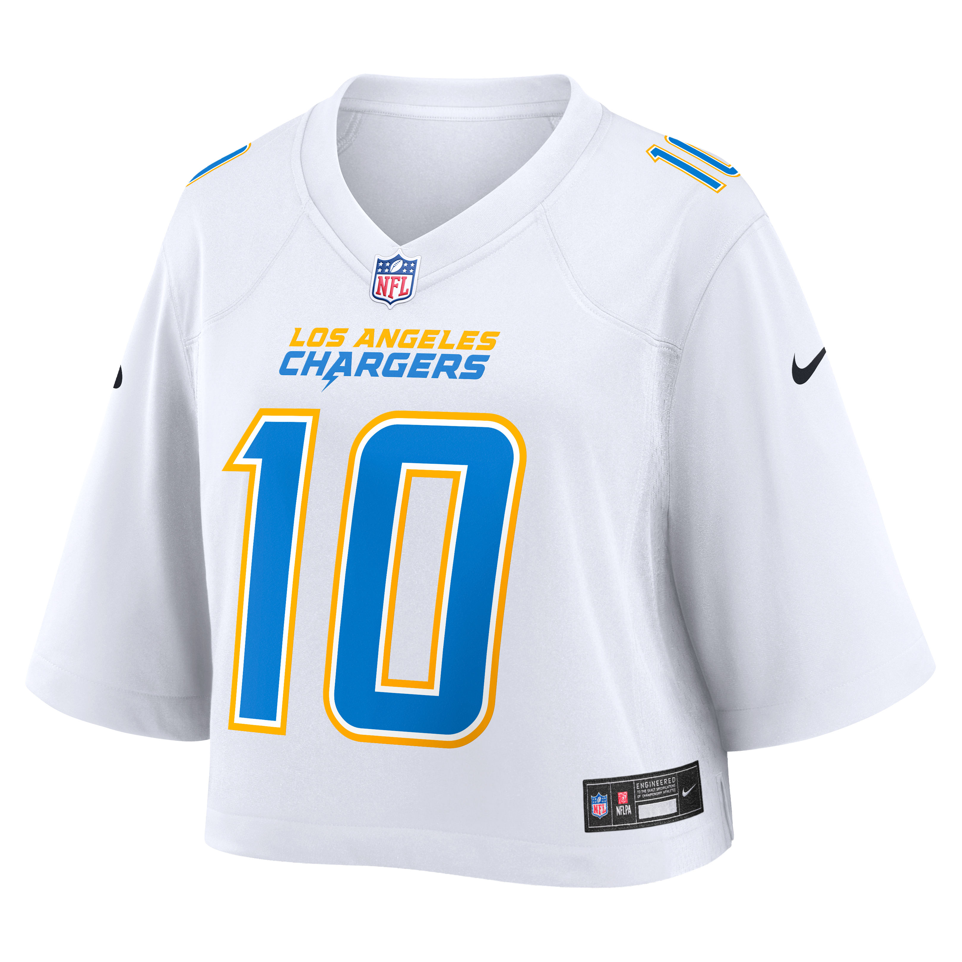 Justin Herbert Cropped Los Angeles Chargers Game Jersey White NFL Football Fan Wear
