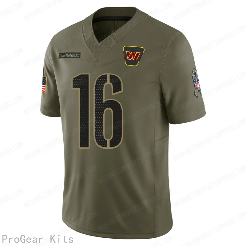 Athan Kaliakmanis Washington Commanders Jersey No.16 Olive NFL Football Fan Wear