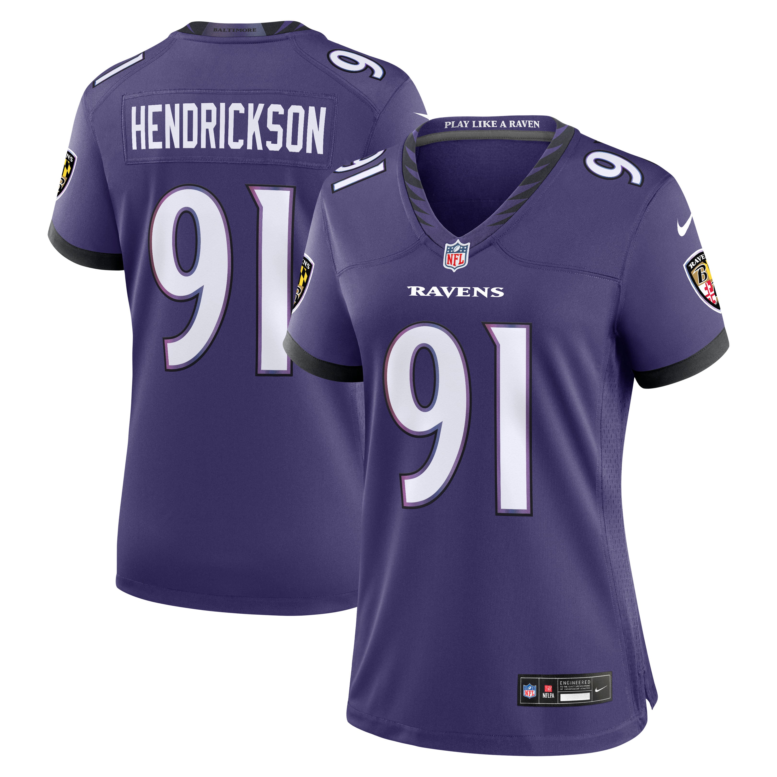 Trey Hendrickson Baltimore Ravens Game Jersey Purple NFL Football Fan Wear Trey Hendrickson