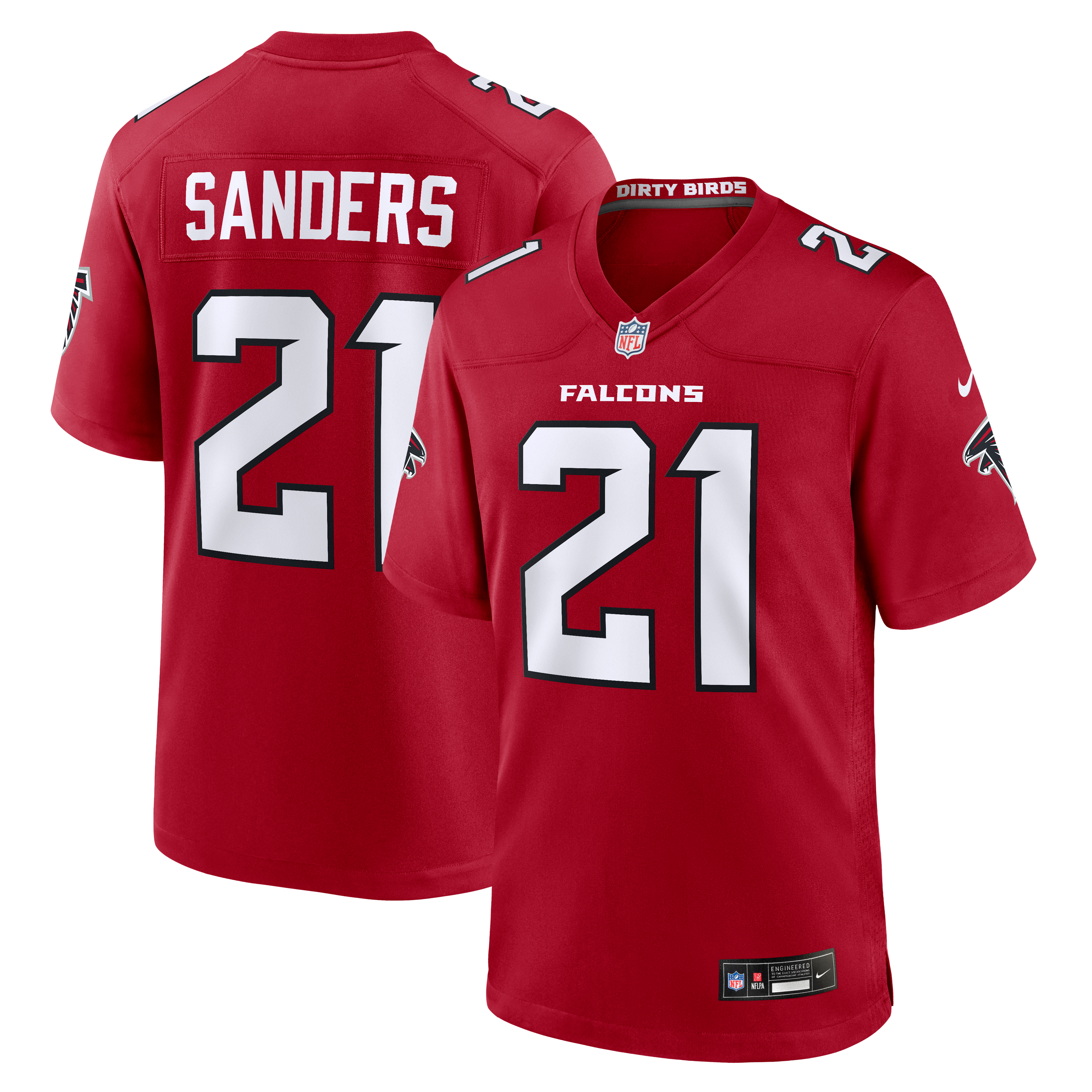 Deion Sanders Retired Atlanta Falcons Game Jersey Red NFL Football Fan Wear