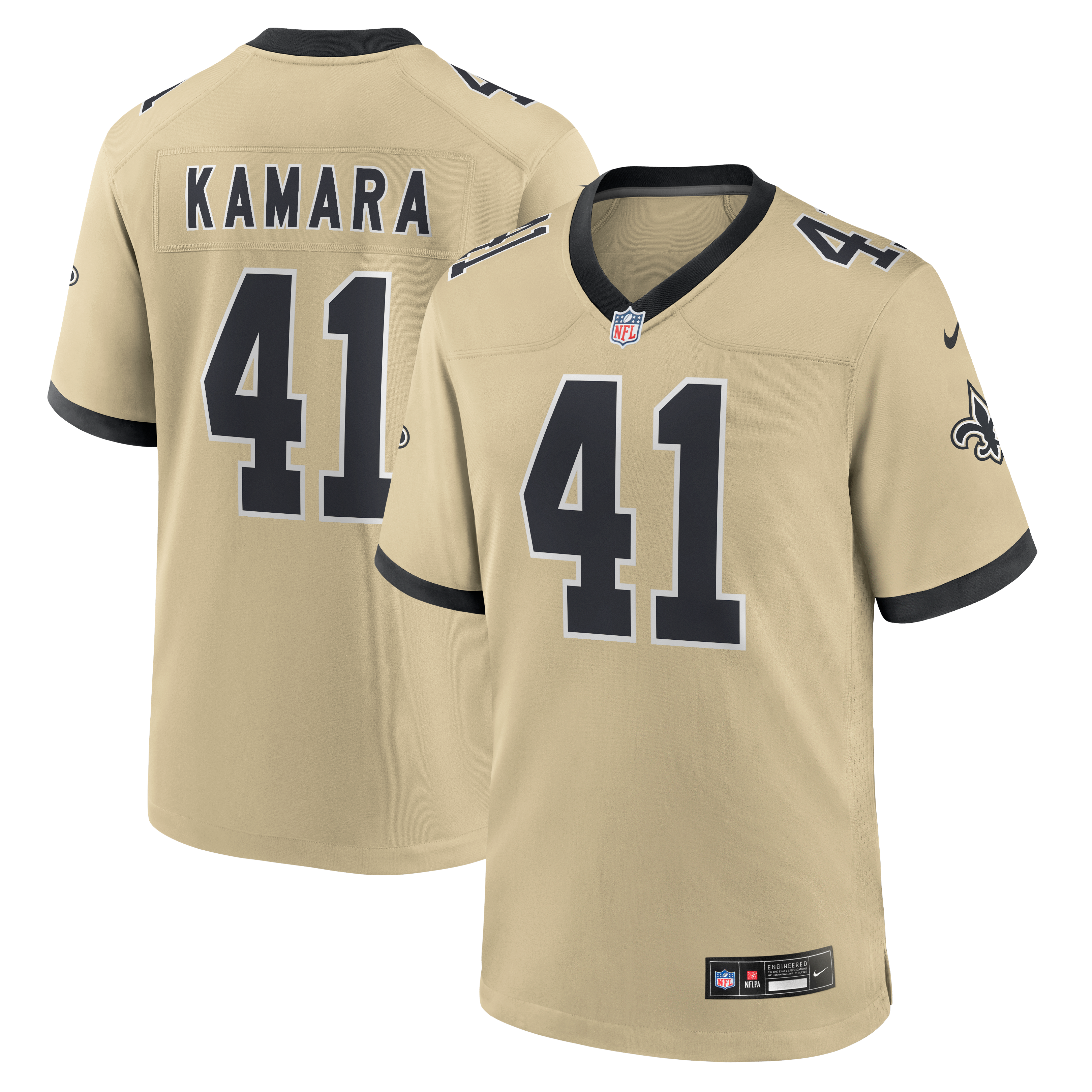 Inverted Alvin Kamara New Orleans Saints Game Jersey Gold NFL Football Fan Wear
