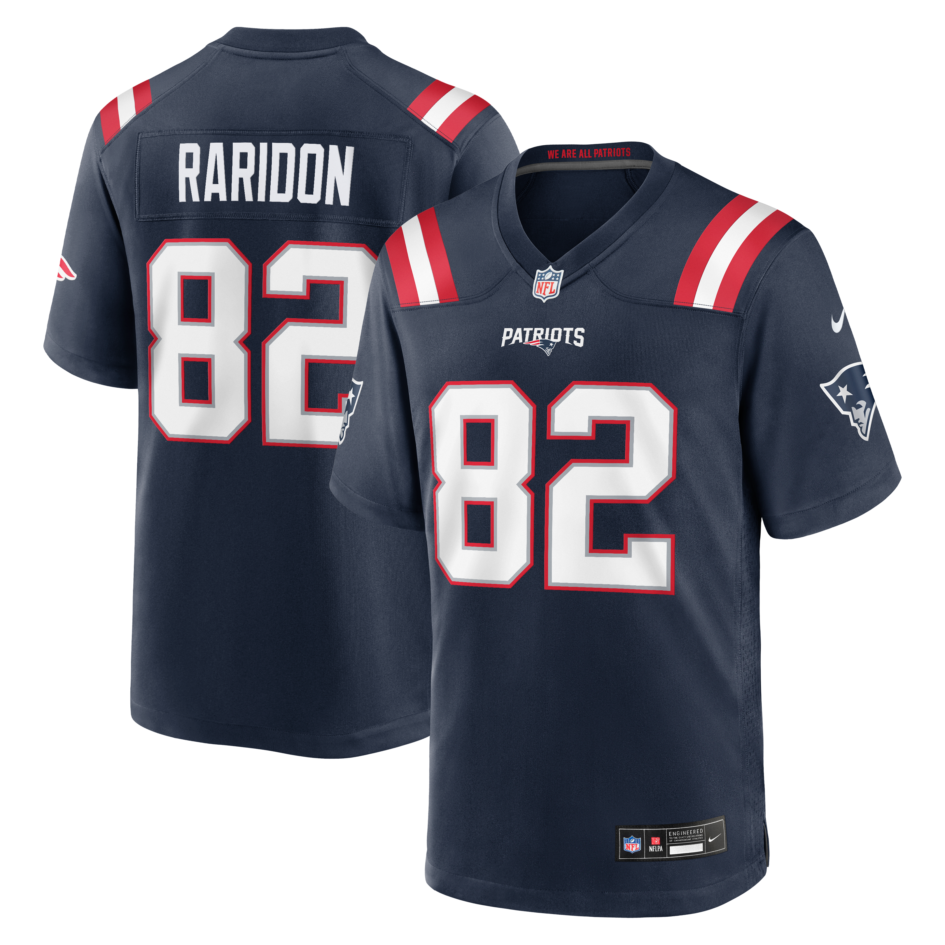 Eli Raridon New England Patriots Game Jersey Navy NFL Football Fan Wear