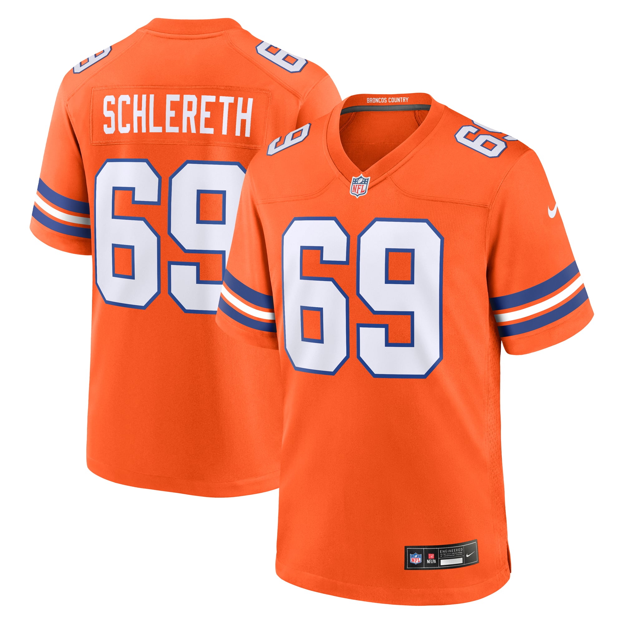 Mark Schlereth Denver Broncos Game Jersey Orange NFL Football Fan Wear