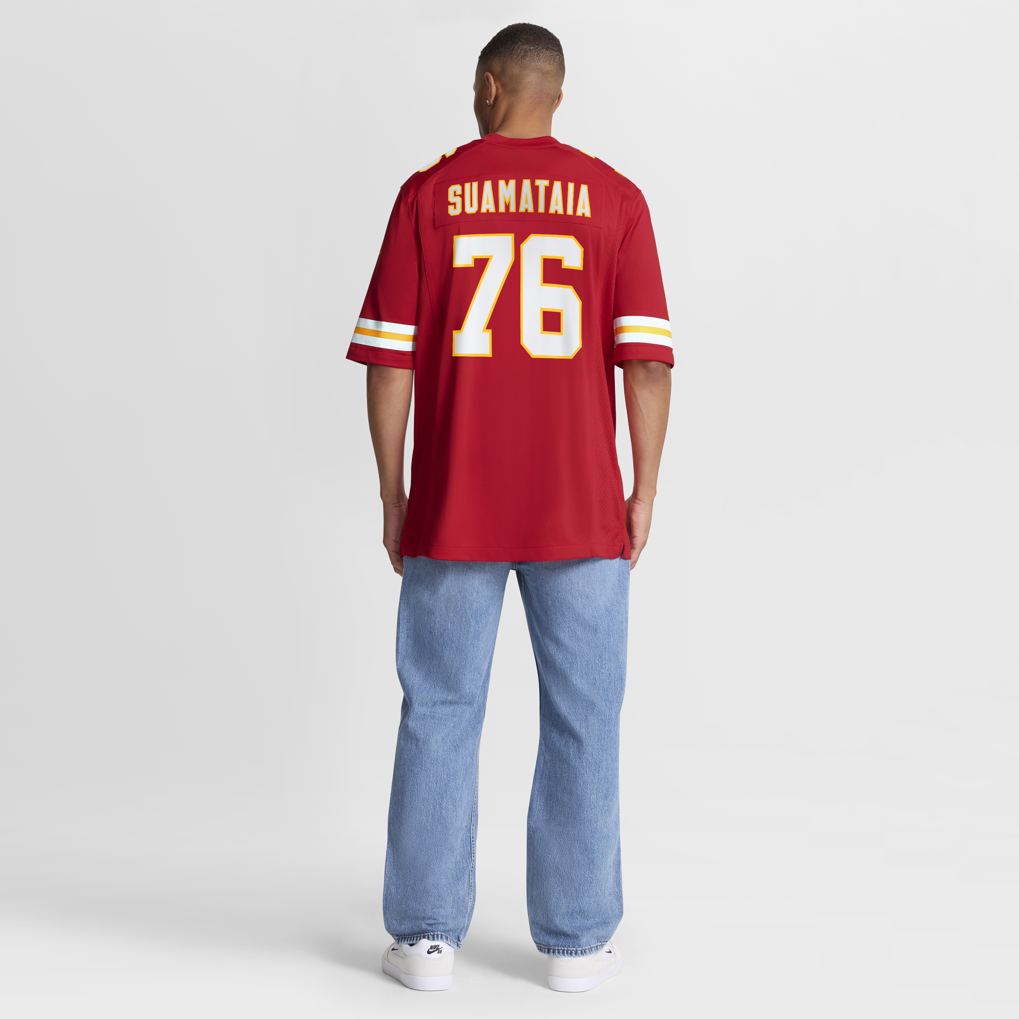 Kingsley Suamataia Kansas City Chiefs Game Jersey Red NFL Football Fan Wear Kingsley Suamataia