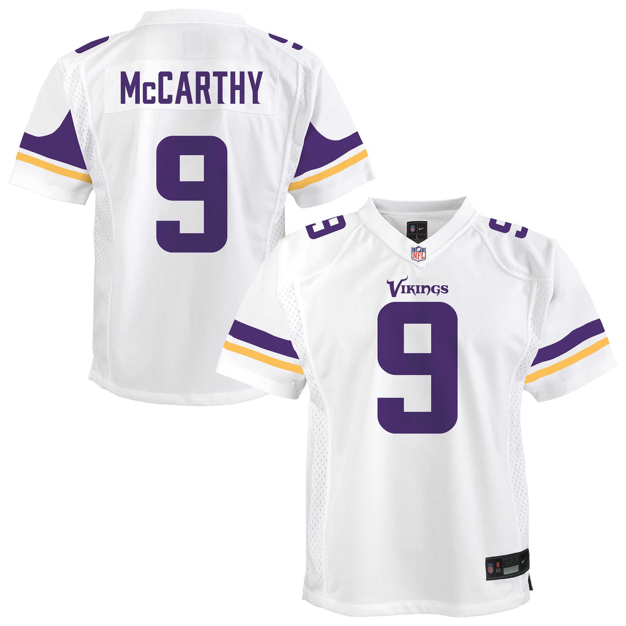 JJ McCarthy Minnesota Vikings Game Jersey White NFL Football Fan Wear JJ McCarthy