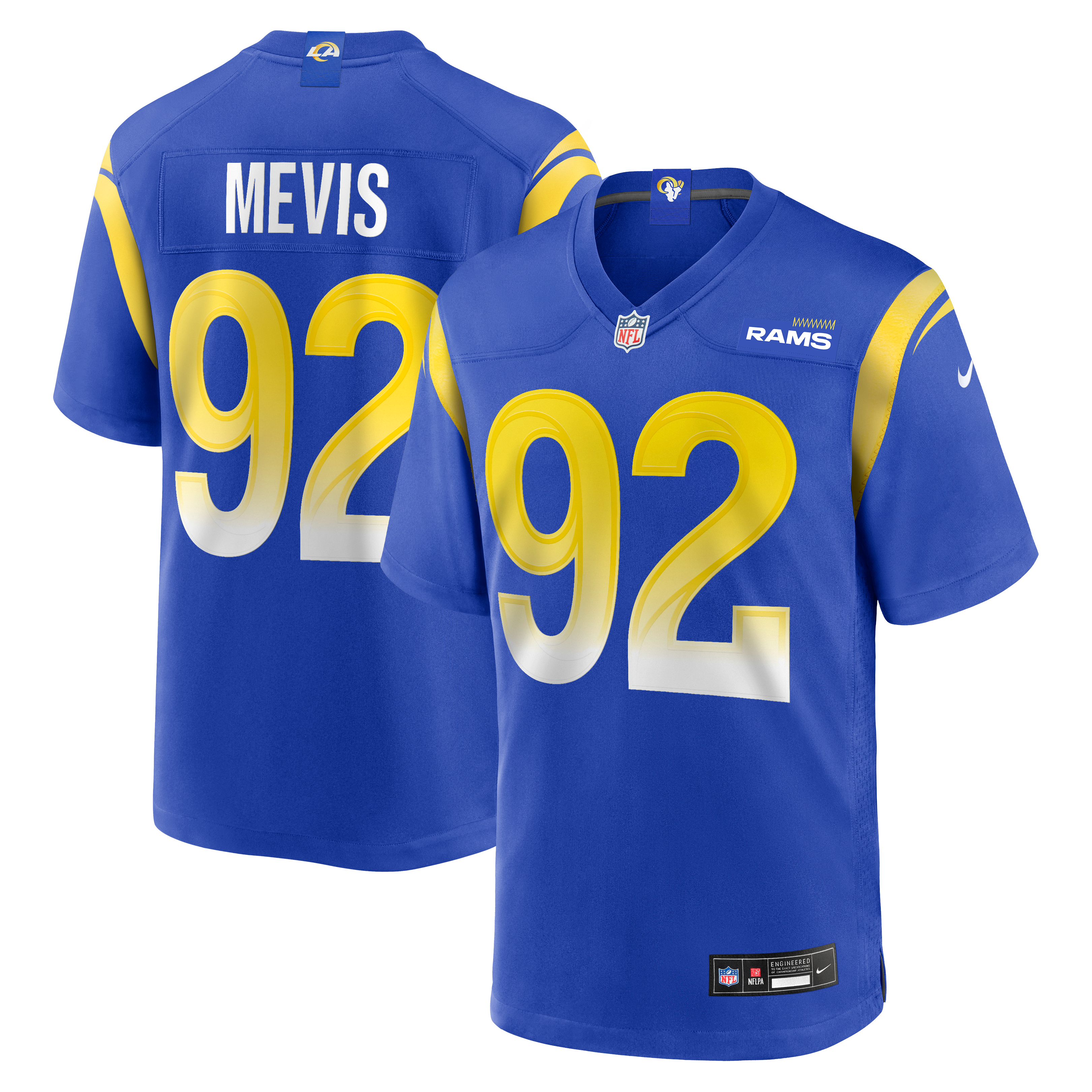 Harrison Mevis Los Angeles Rams Game Jersey Royal NFL Football Fan Wear Harrison Mevis