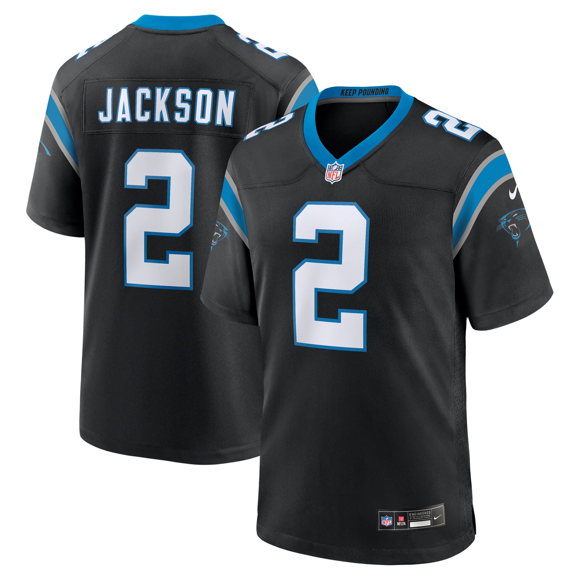 Mike Jackson Carolina Panthers Game Jersey Black NFL Football Fan Wear