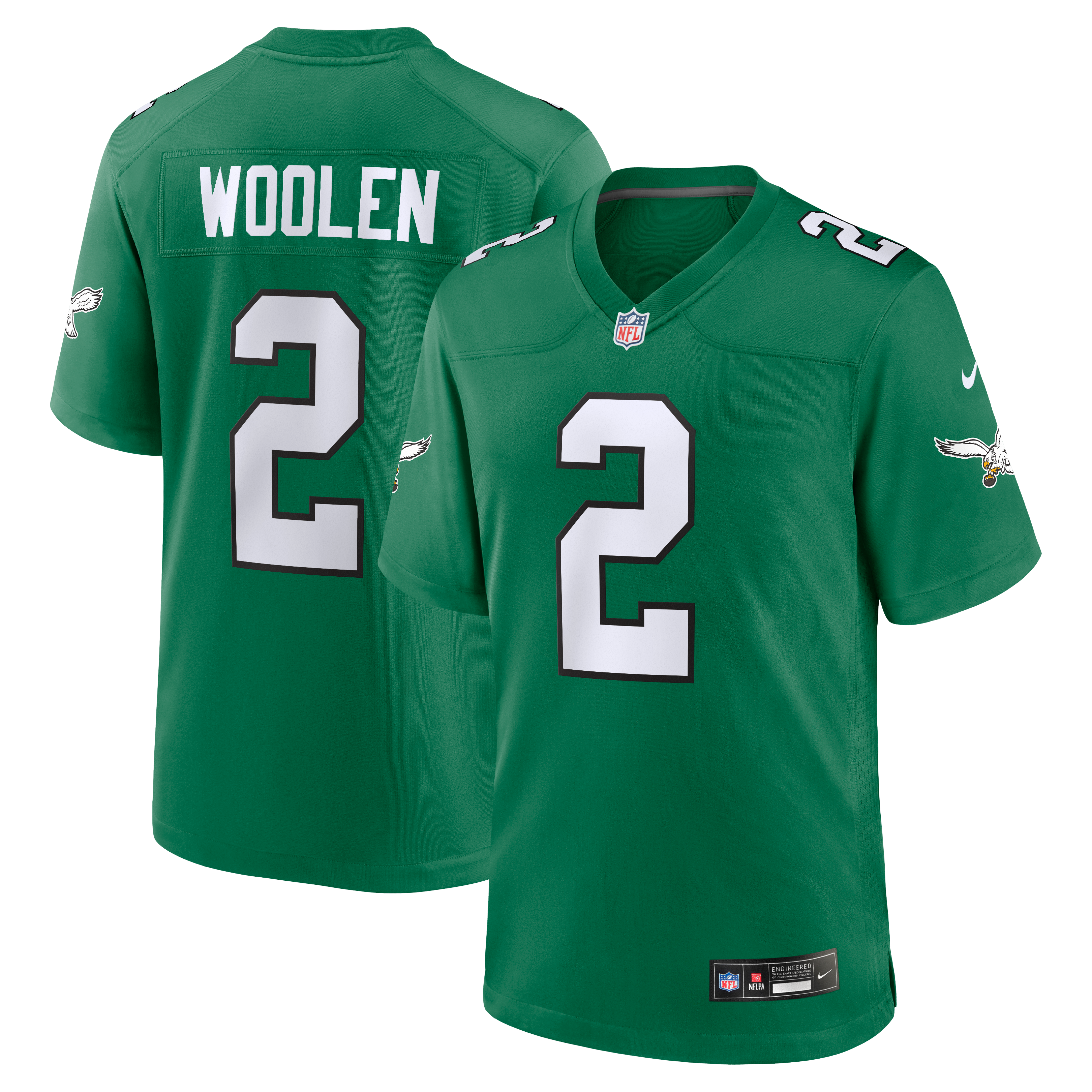 Tariq Woolen Philadelphia Eagles Game Jersey Kelly Green NFL Football Fan Wear