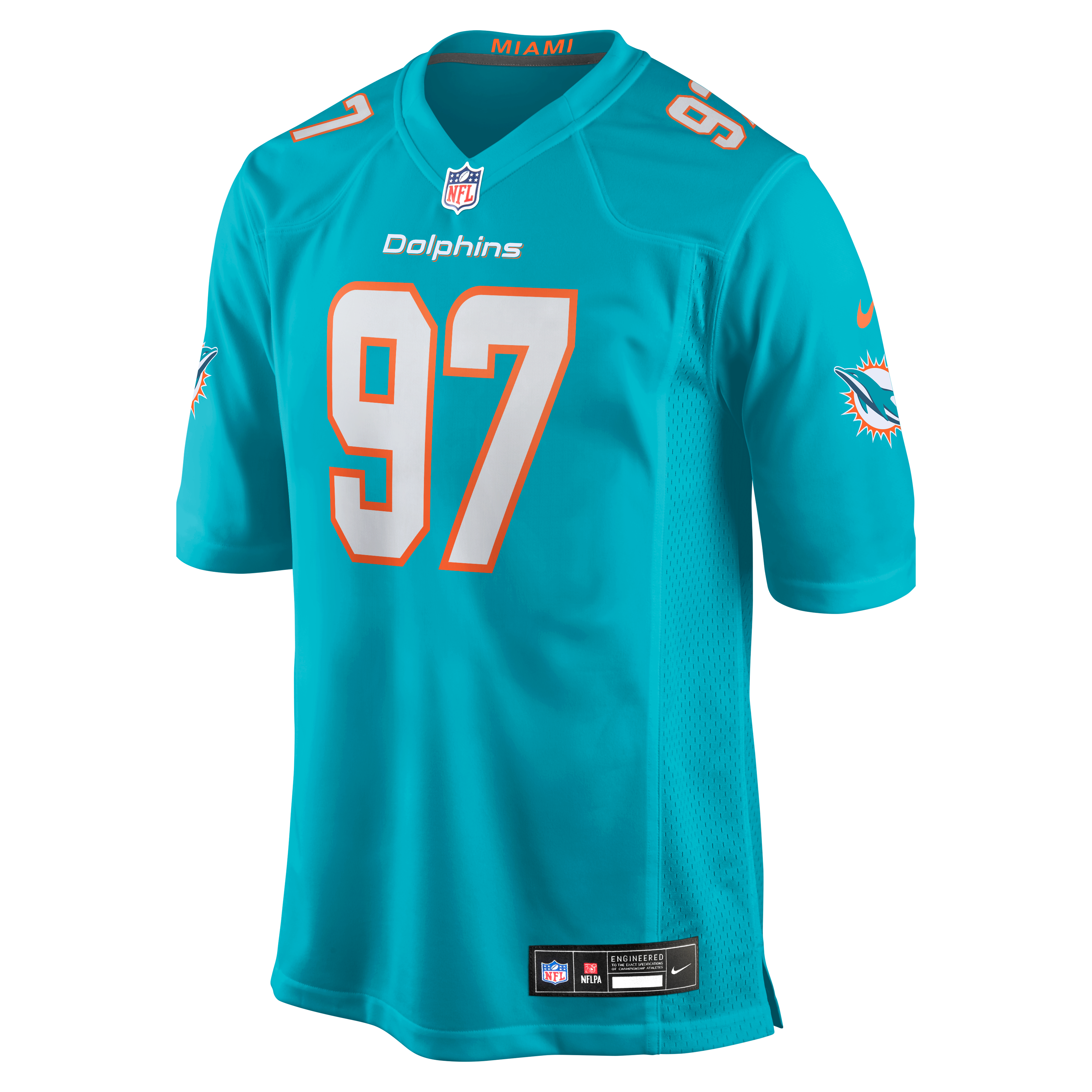 Rashard Lawrence Miami Dolphins Game Jersey Aqua NFL Football Fan Wear Rashard Lawrence