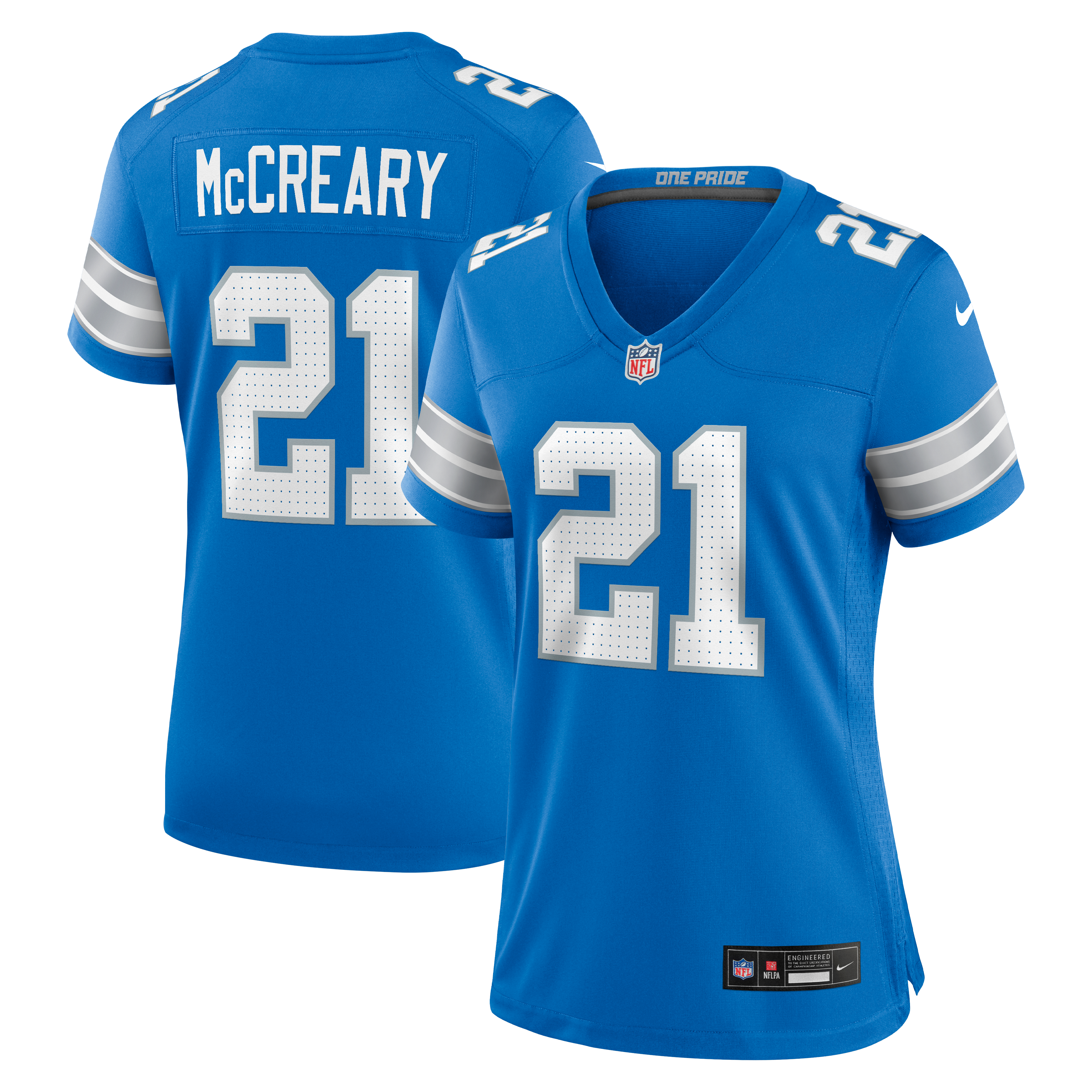 Roger McCreary Detroit Lions Game Jersey Blue NFL Football Fan Wear Roger McCreary