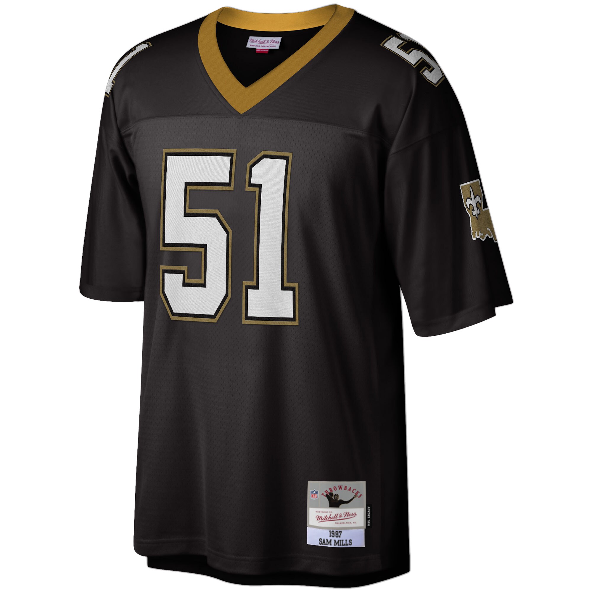 Sam Mills New Orleans Saints Replica Jersey Black NFL Football Fan Wear
