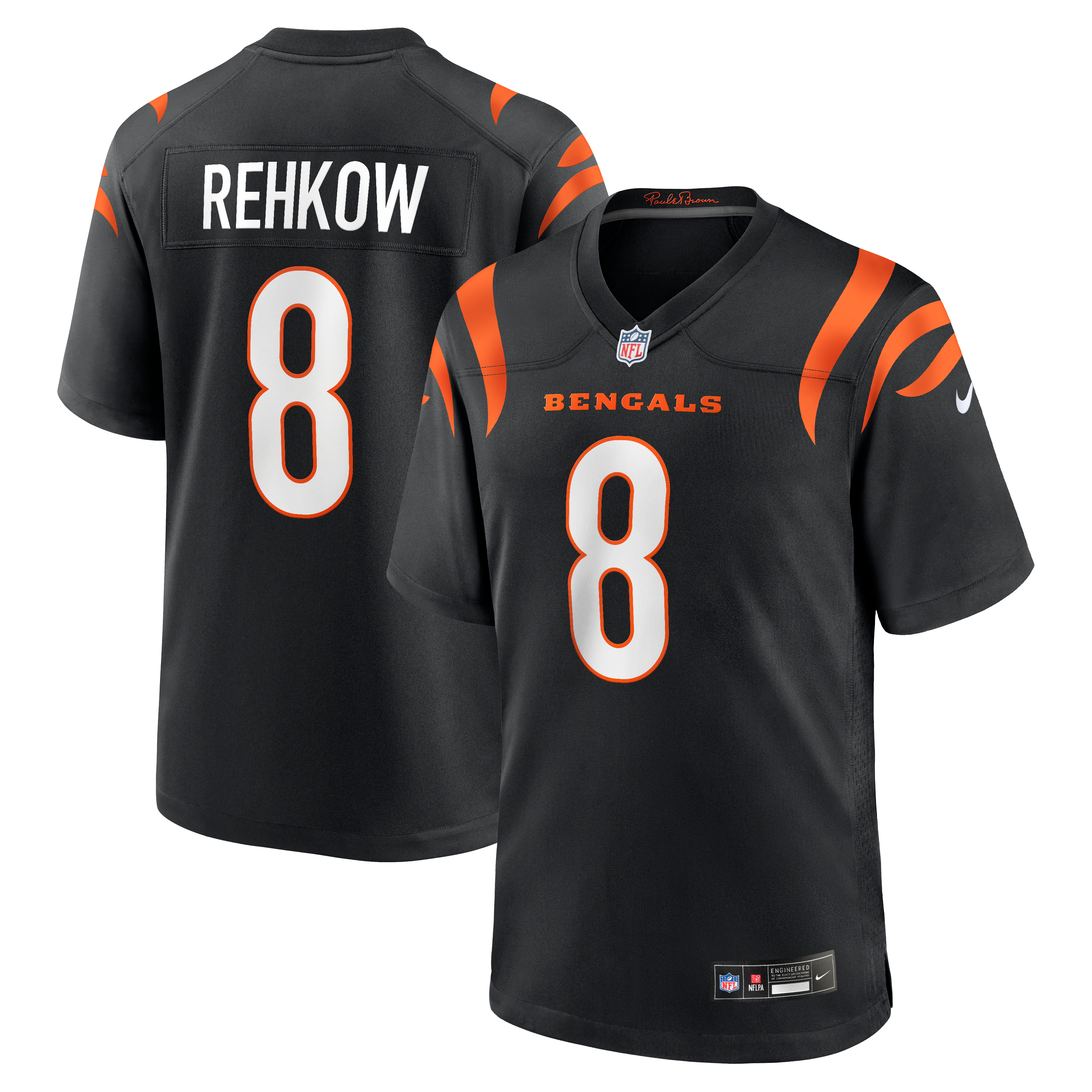 Ryan Rehkow Cincinnati Bengals Game Jersey Black NFL Football Fan Wear Ryan Rehkow