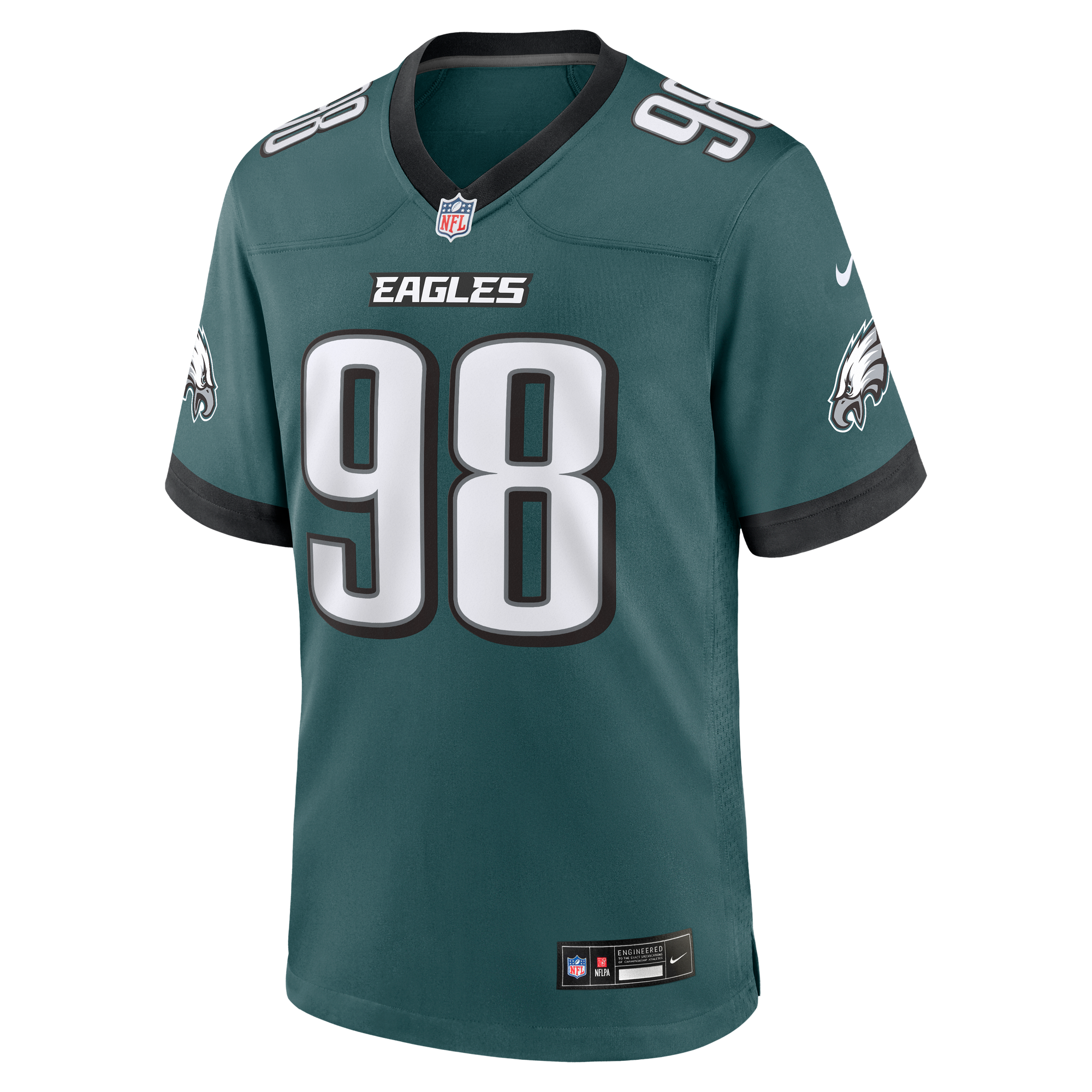 Jalen Carter Philadelphia Eagles Game Jersey Midnight NFL Football Fan Wear