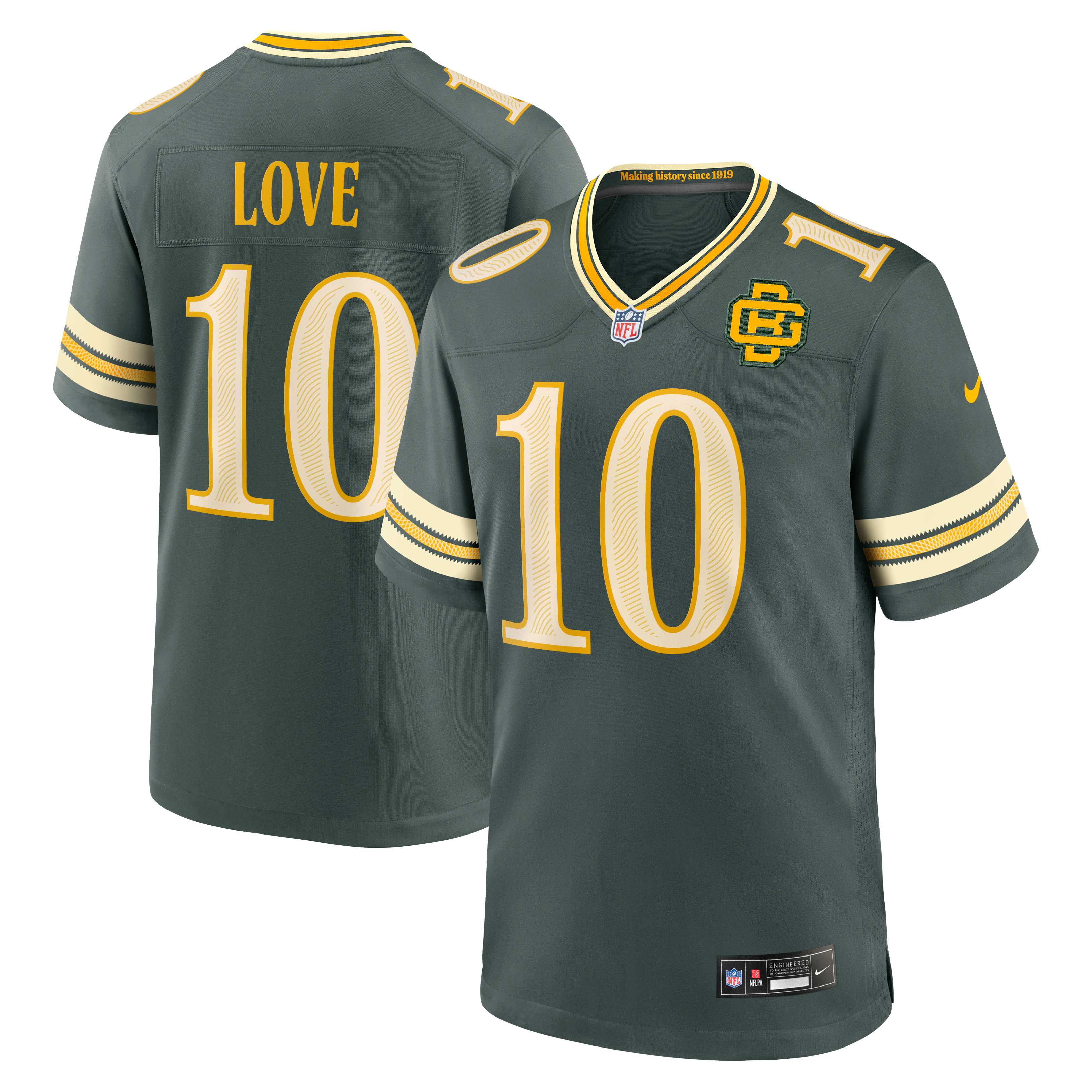 Jordan Love Green Bay Packers Game Jersey Green NFL Football Fan Wear