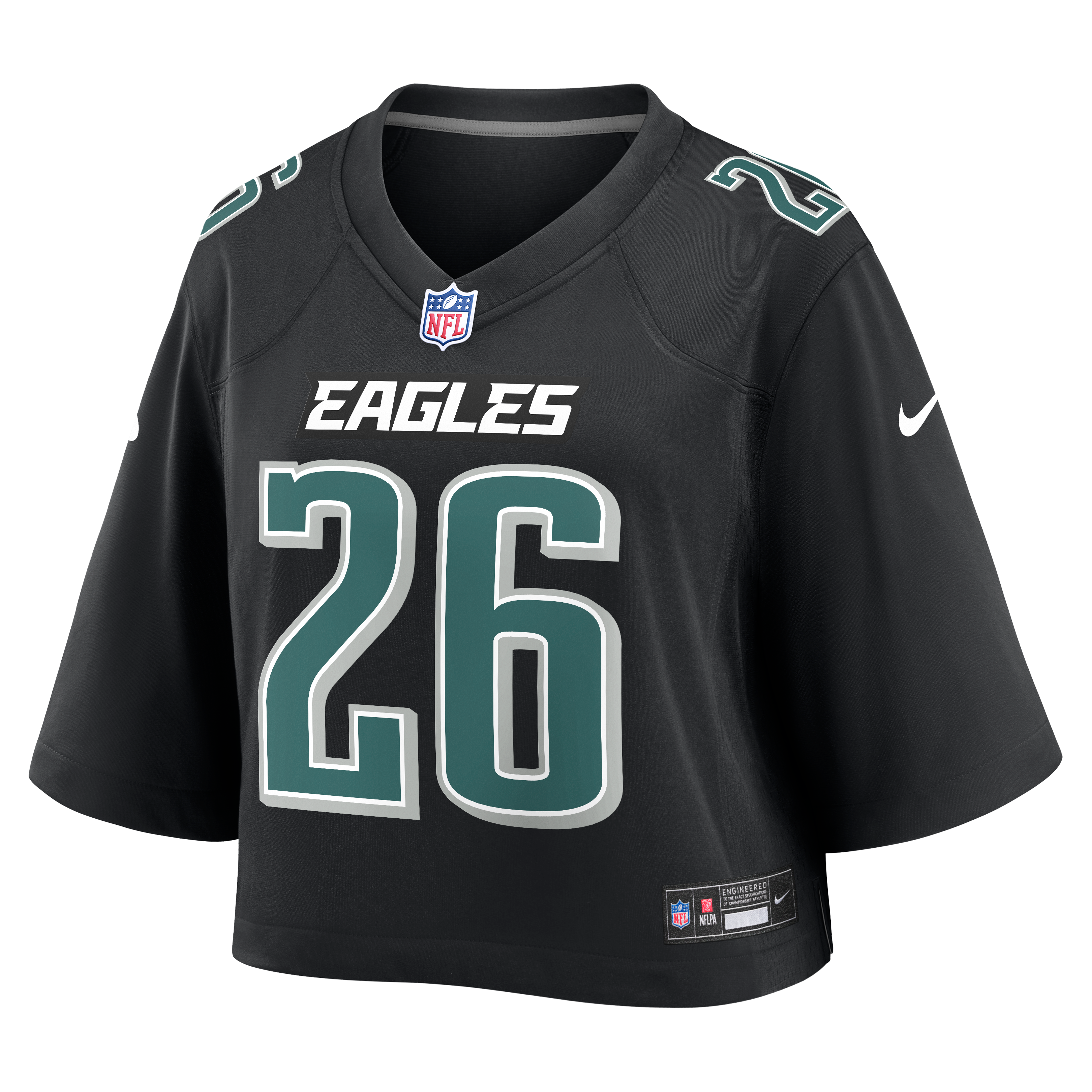 Saquon Barkley Cropped Philadelphia Eagles Game Jersey Black NFL Football Fan Wear