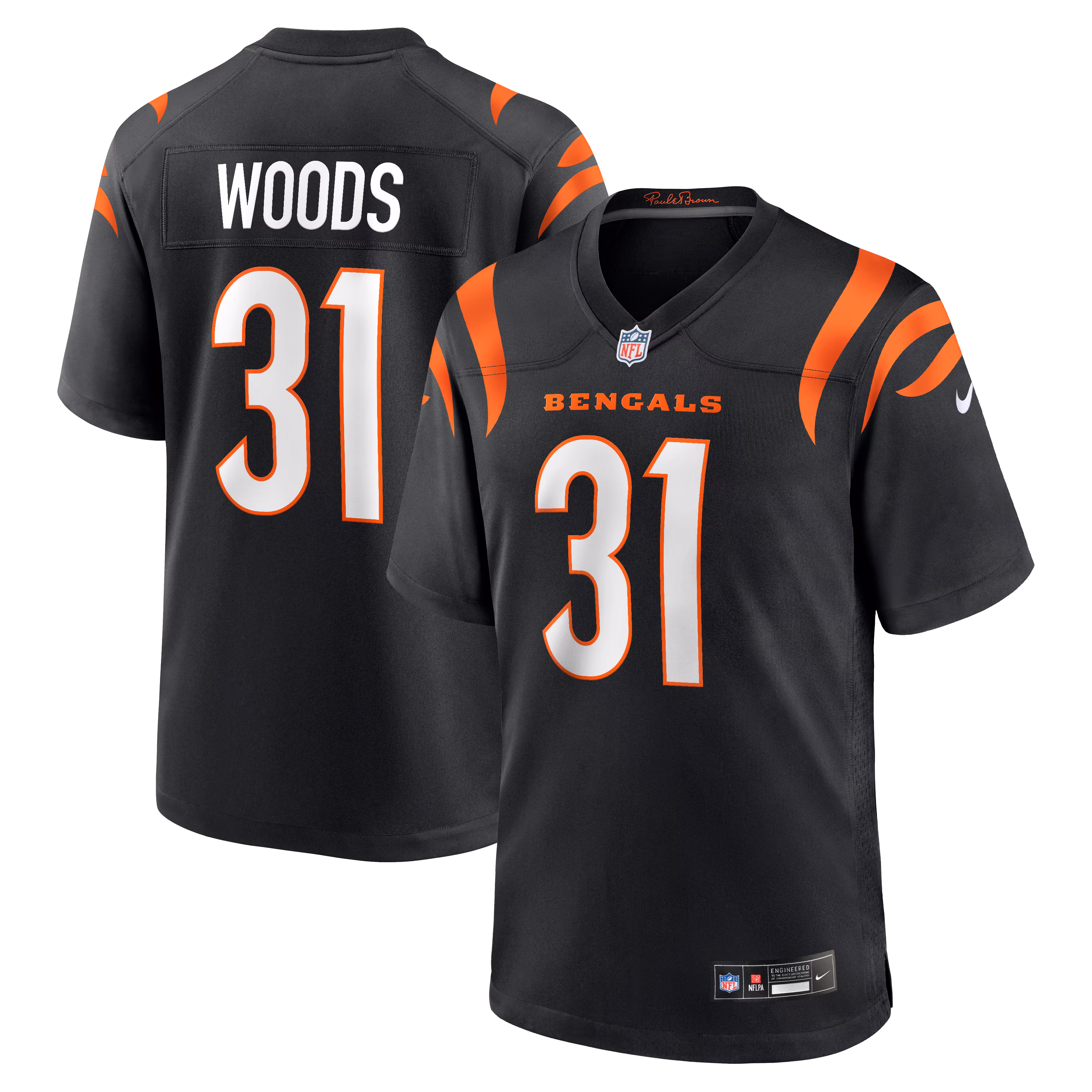 Ickey Woods Cincinnati Bengals Game Jersey Black NFL Football Fan Wear