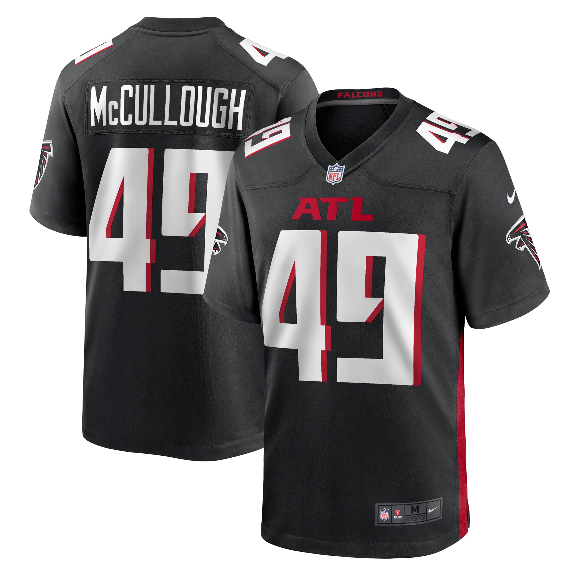 Liam McCullough Atlanta Falcons Game Jersey Black NFL Football Fan Wear Liam McCullough