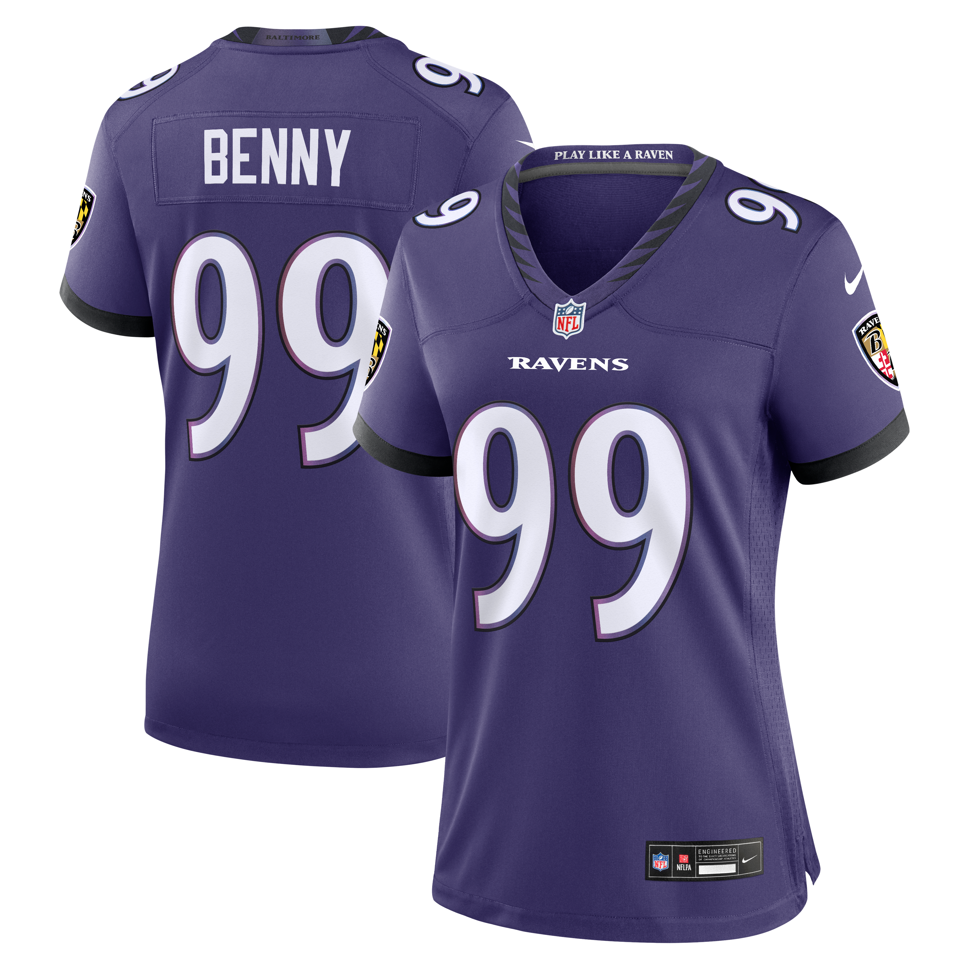 Rayshaun Benny Baltimore Ravens Game Jersey Purple NFL Football Fan Wear
