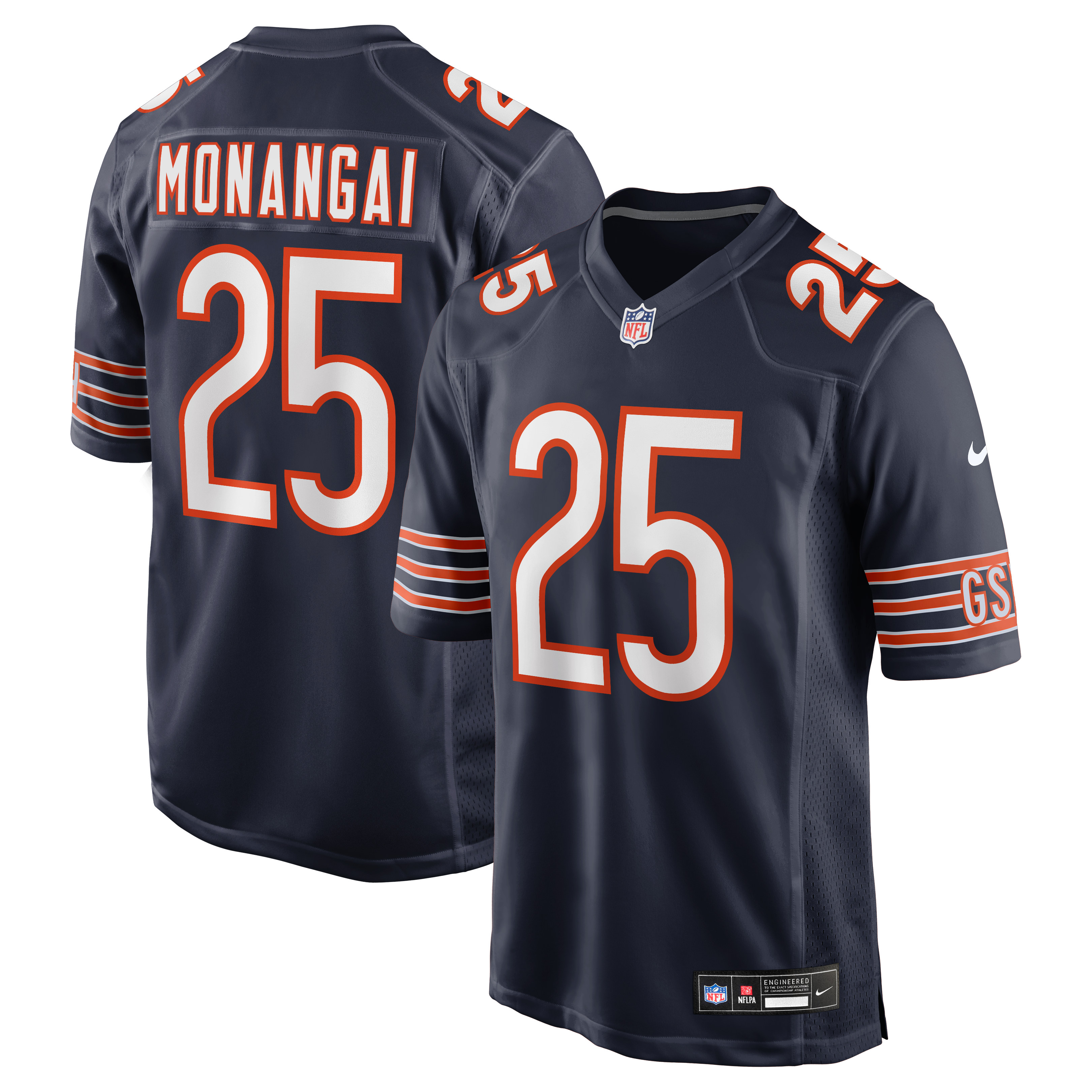 Kyle Monangai Chicago Bears Game Jersey Navy NFL Football Fan Wear