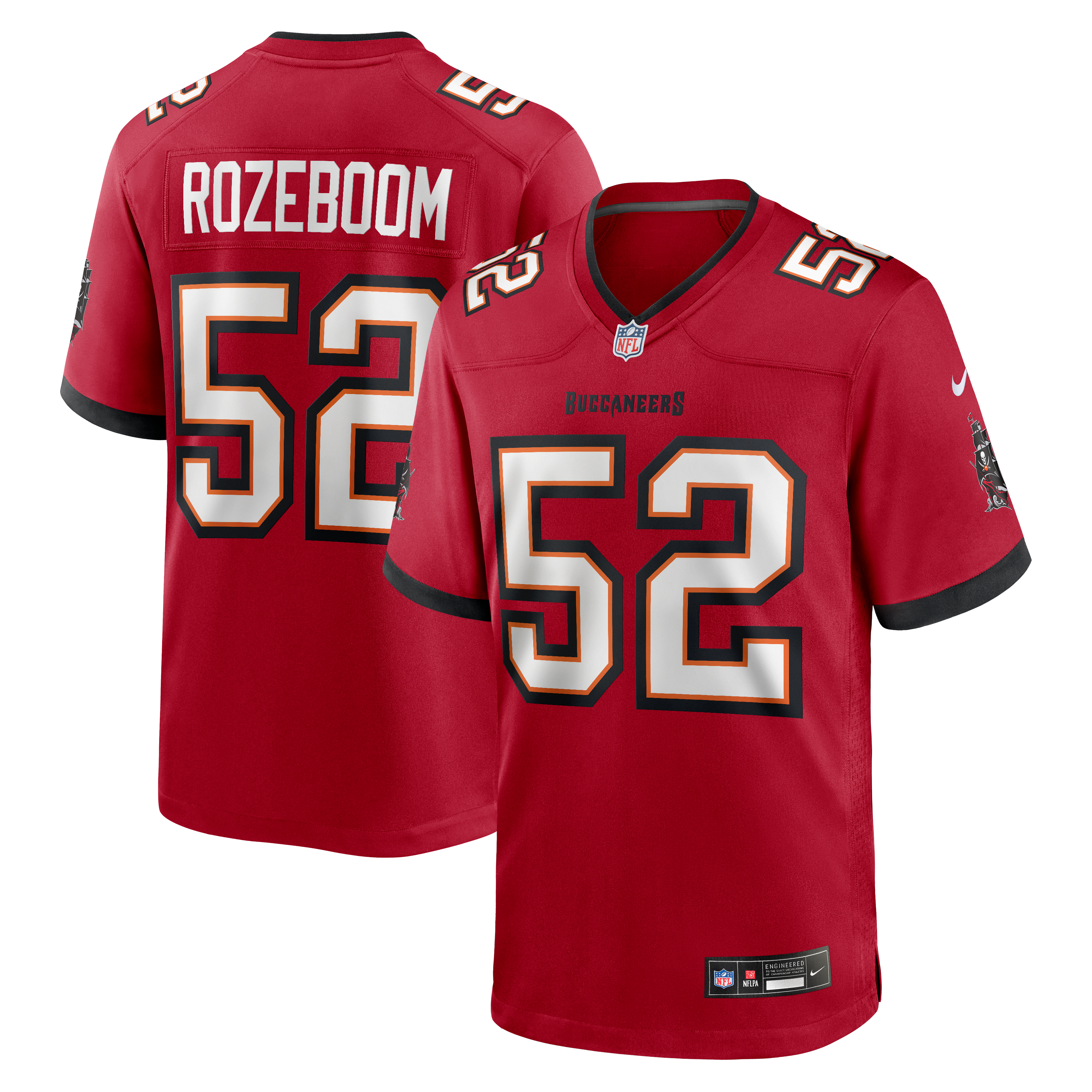Christian Rozeboom Tampa Bay Buccaneers Game Jersey Red NFL Football Fan Wear Christian Rozeboom