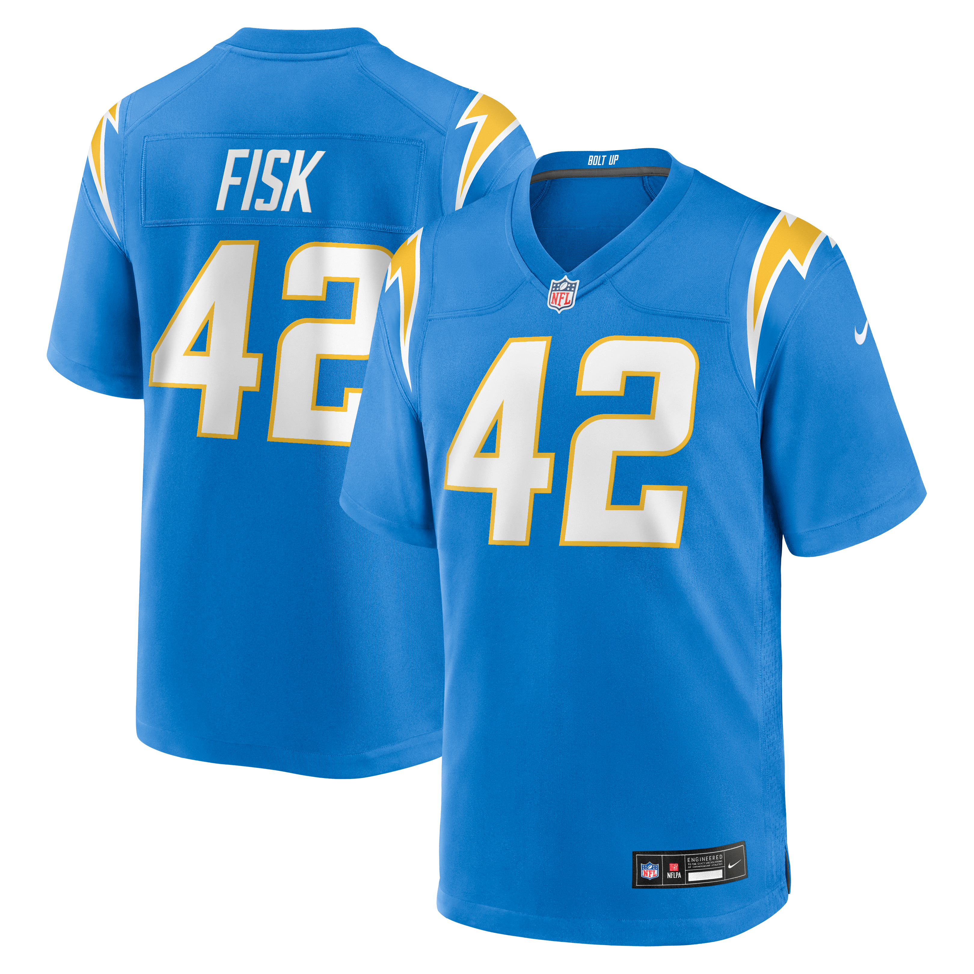 Tucker Fisk Los Angeles Chargers Game Jersey Powder Blue NFL Football Fan Wear