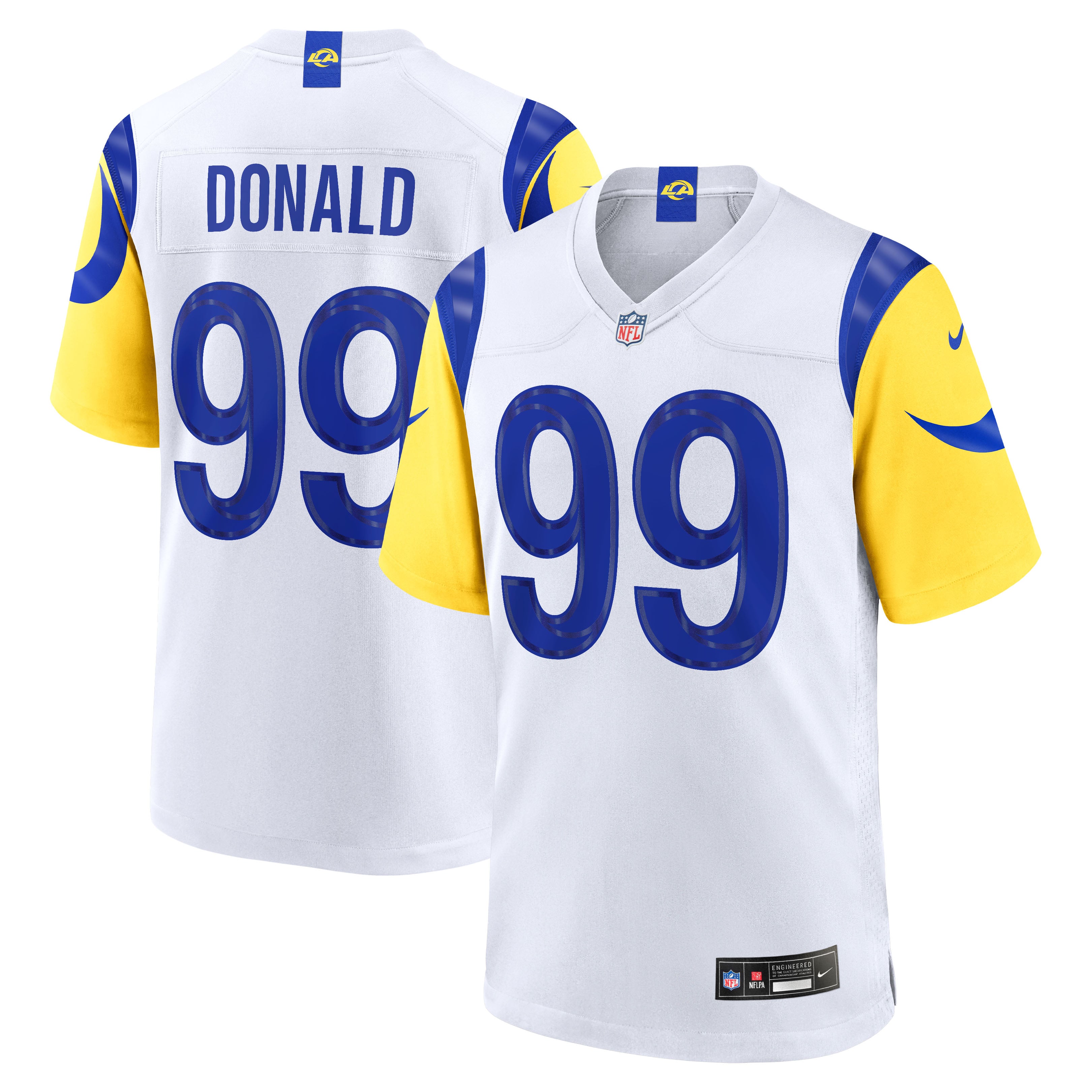 Aaron Donald Los Angeles Rams Game Jersey White NFL Football Fan Wear