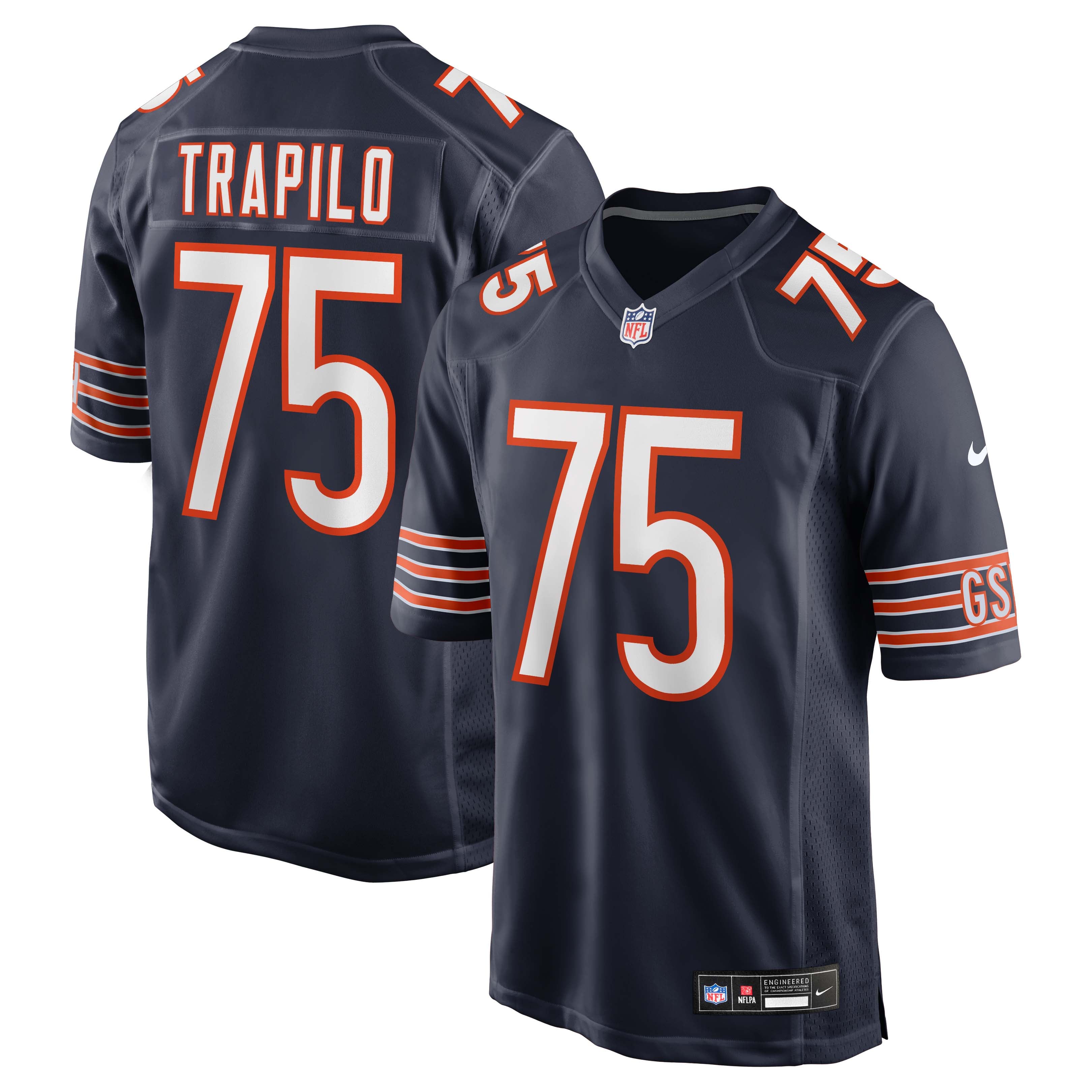 Ozzy Trapilo Chicago Bears Game Jersey Navy NFL Football Fan Wear