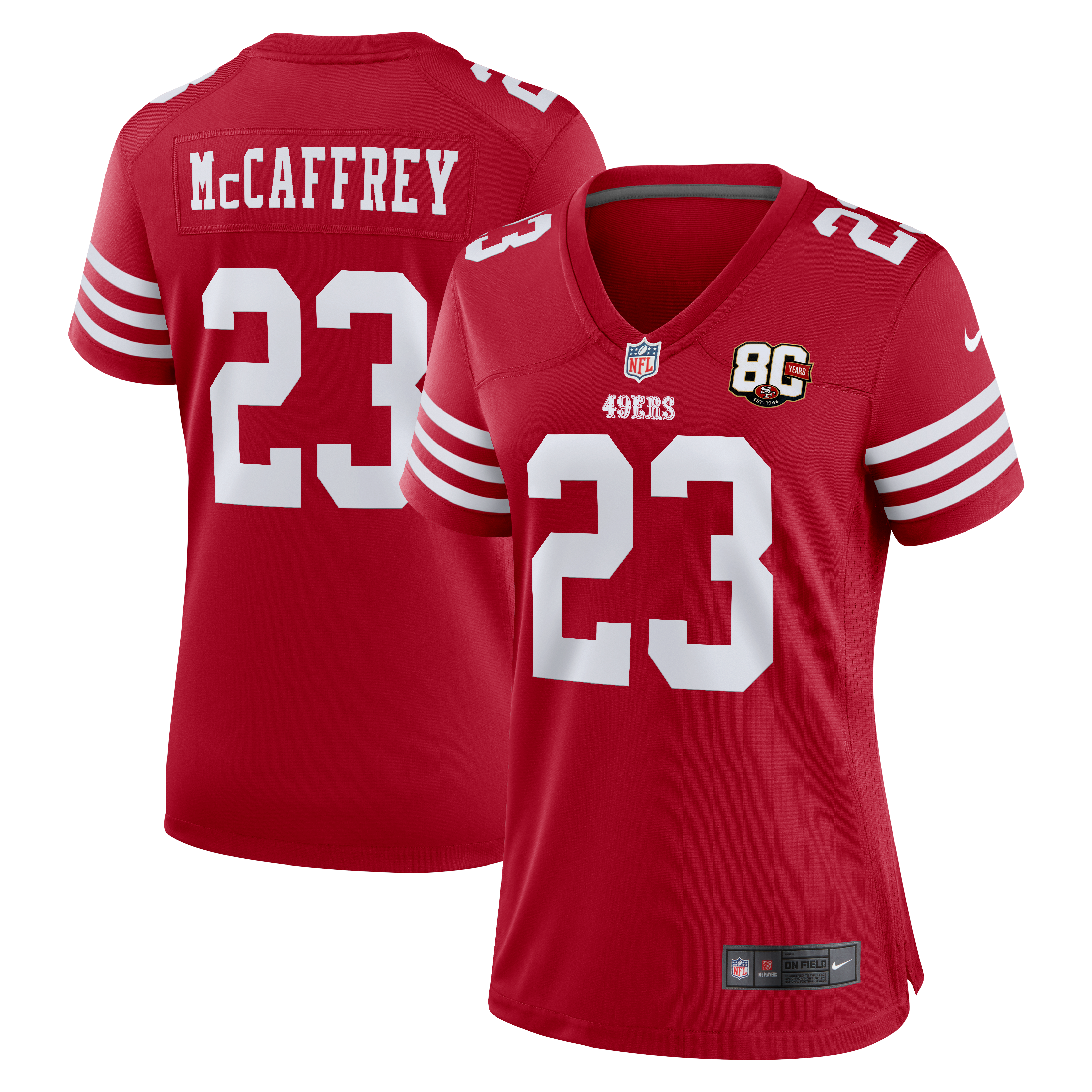 Christian McCaffrey San Francisco 49ers Game Jersey Scarlet NFL Football Fan Wear