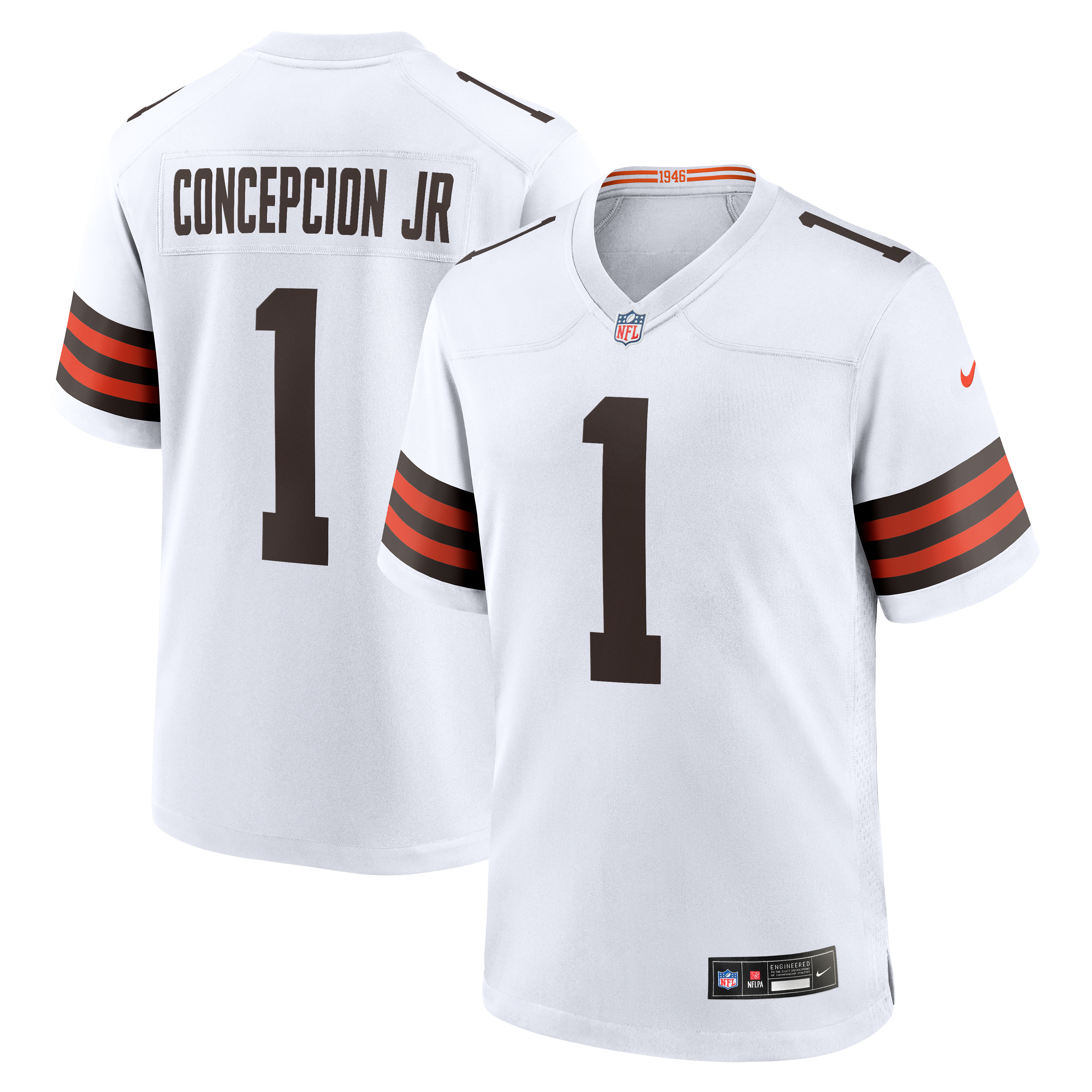 KC Concepcion Jr Cleveland Browns Game Jersey White NFL Football Fan Wear KC Concepcion Jr