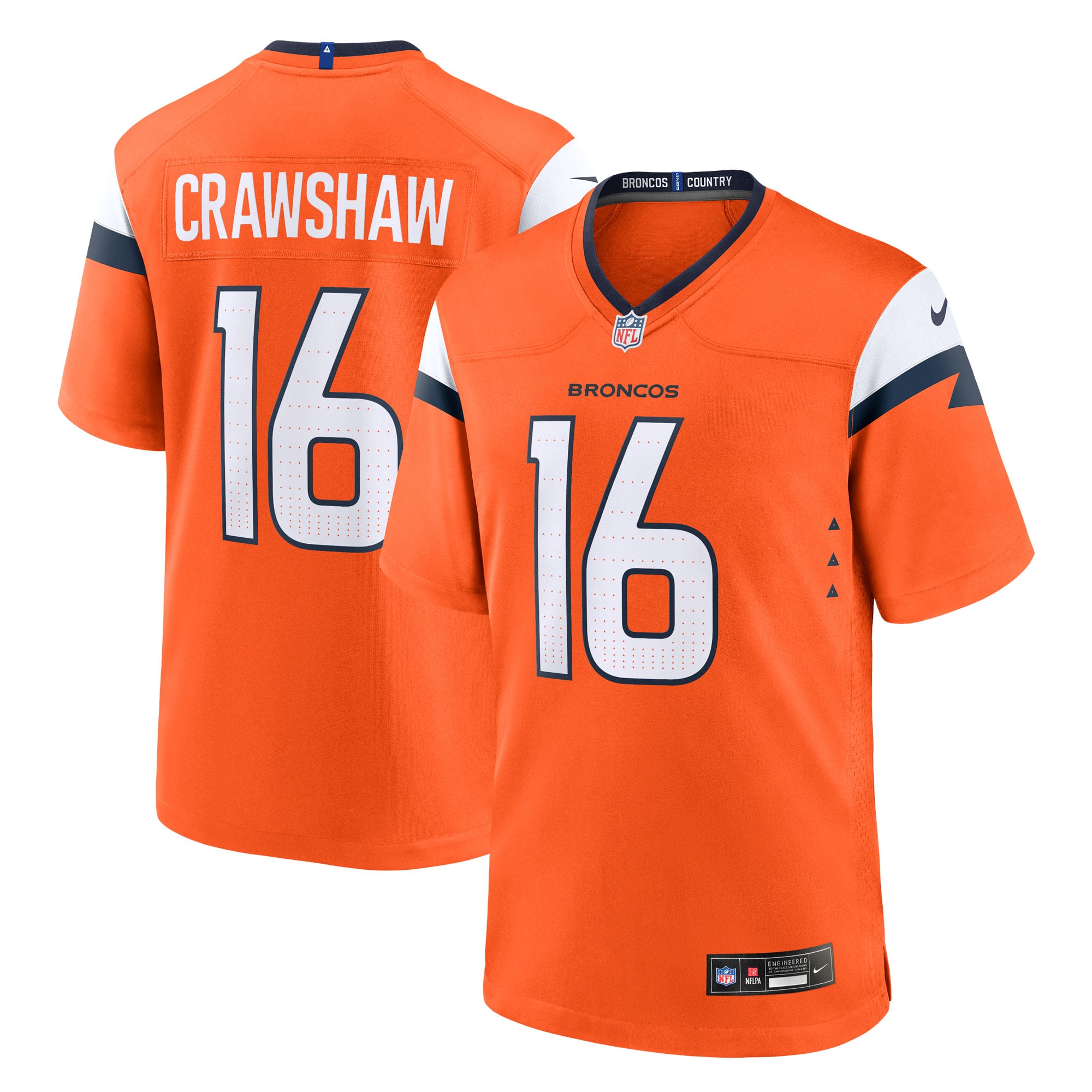 Jeremy Crawshaw Denver Broncos Game Jersey Orange NFL Football Fan Wear Jeremy Crawshaw