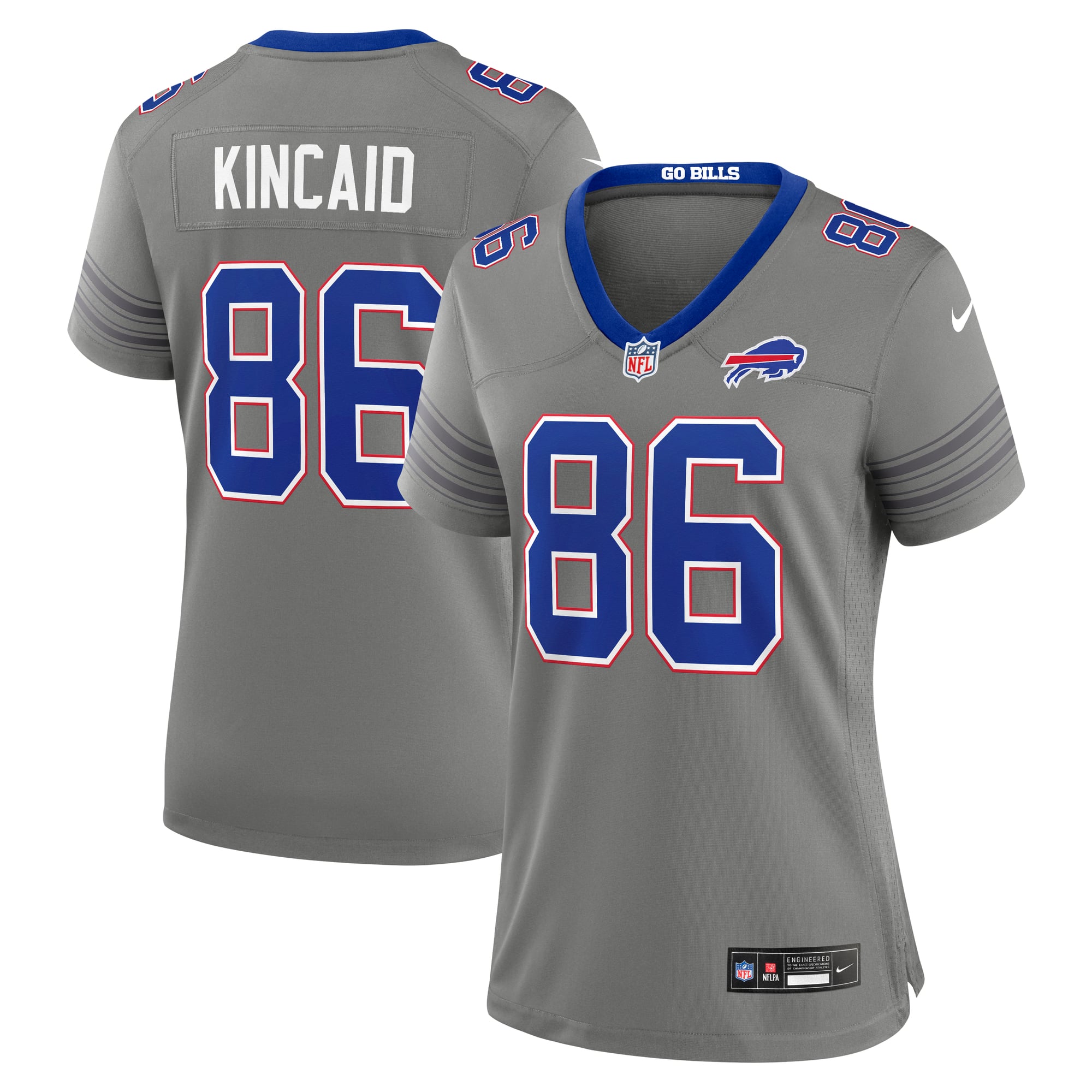 Dalton Kincaid Buffalo Bills Game Jersey Gray NFL Football Fan Wear Dalton Kincaid