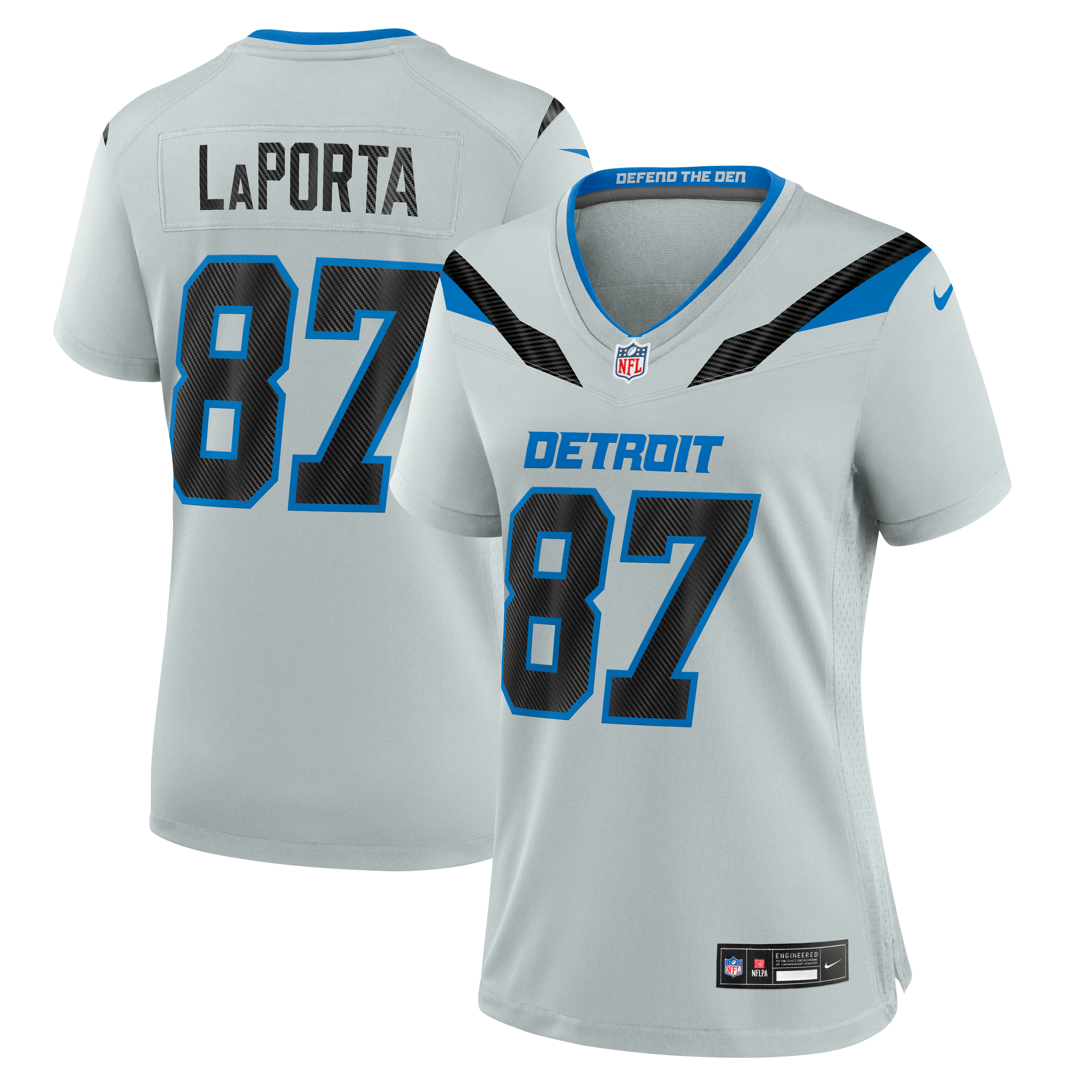 Sam LaPorta Detroit Lions Game Jersey Silver NFL Football Fan Wear