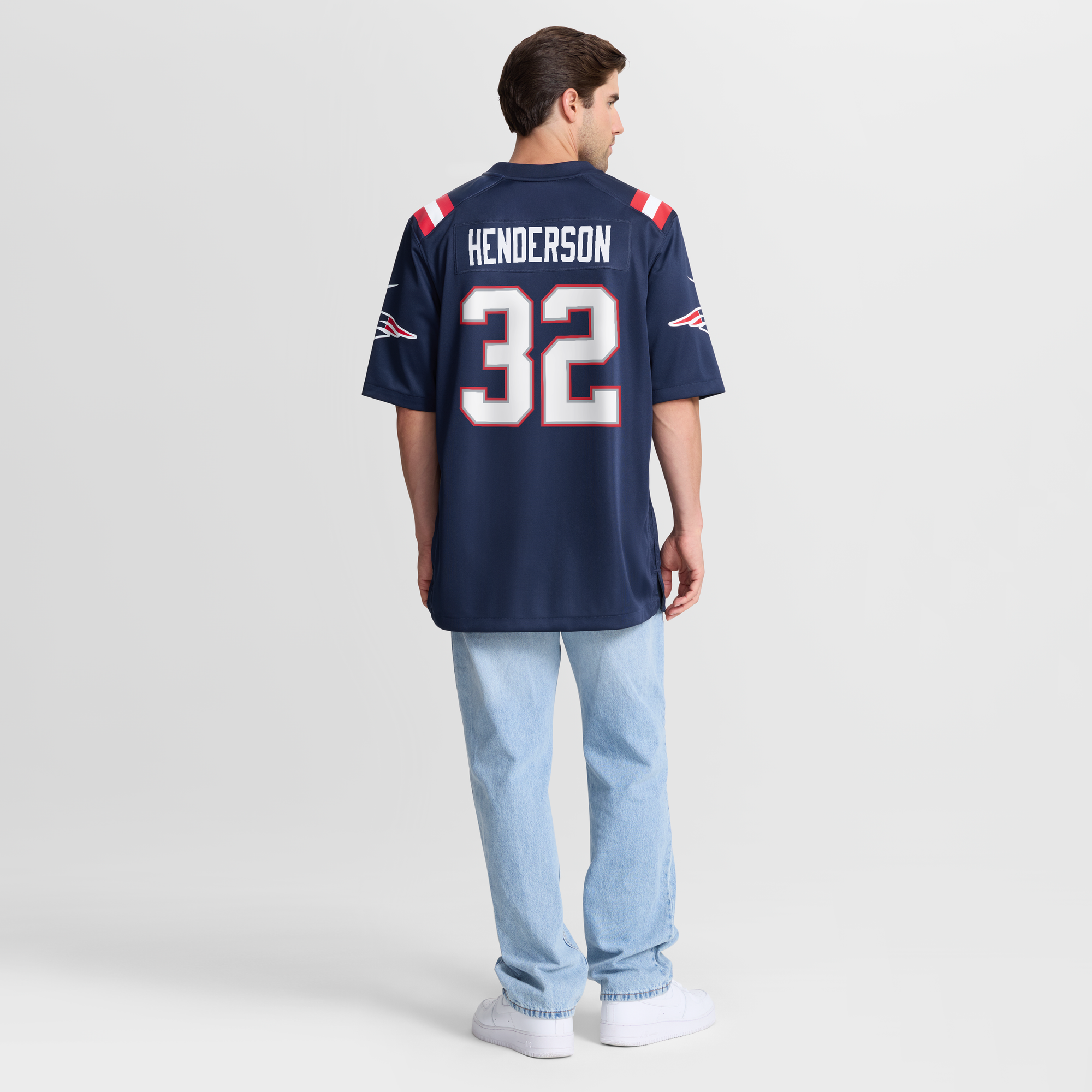 TreVeyon Henderson New England Patriots Game Jersey Navy NFL Football Fan Wear