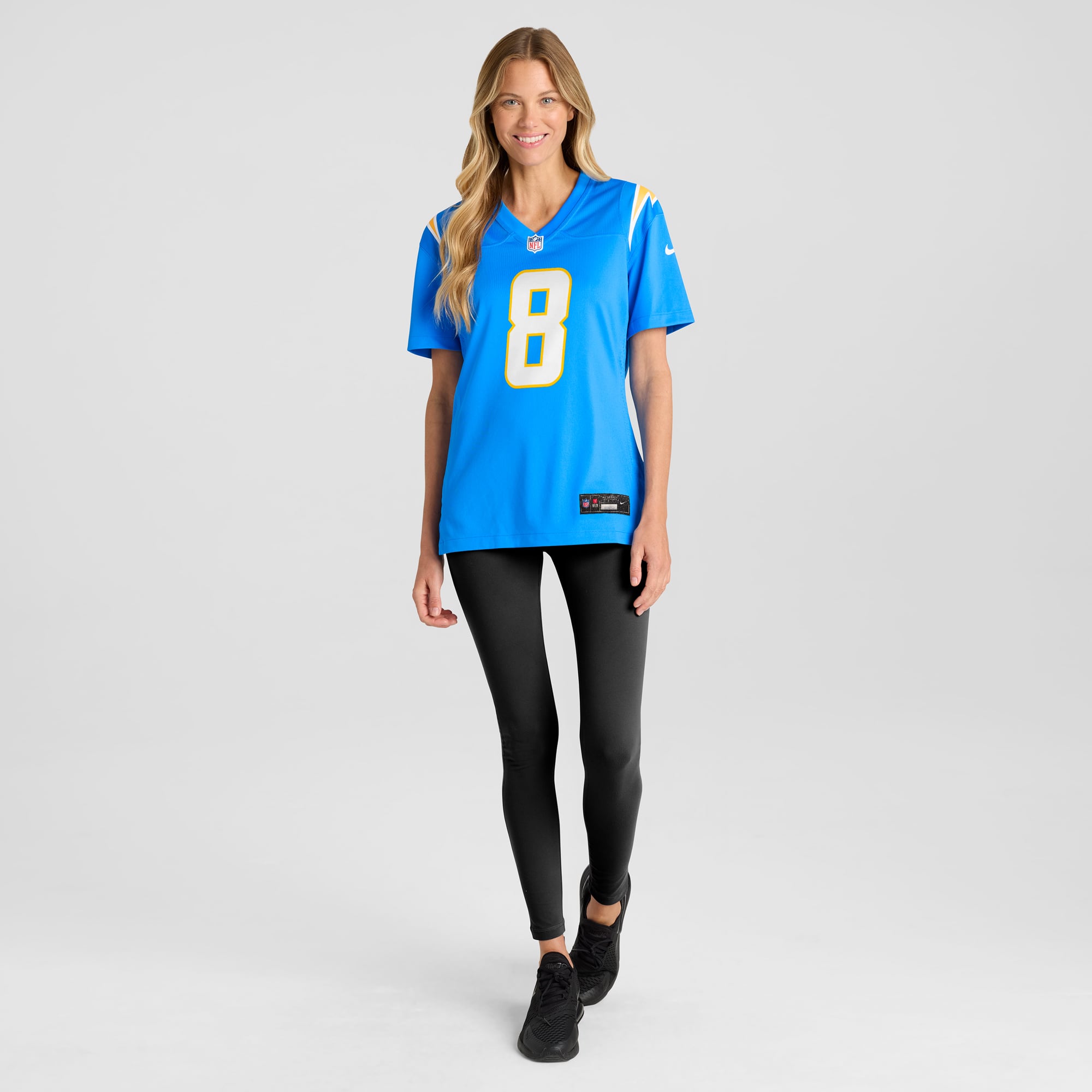Max Duggan Los Angeles Chargers Game Jersey Powder Blue NFL Football Fan Wear Max Duggan