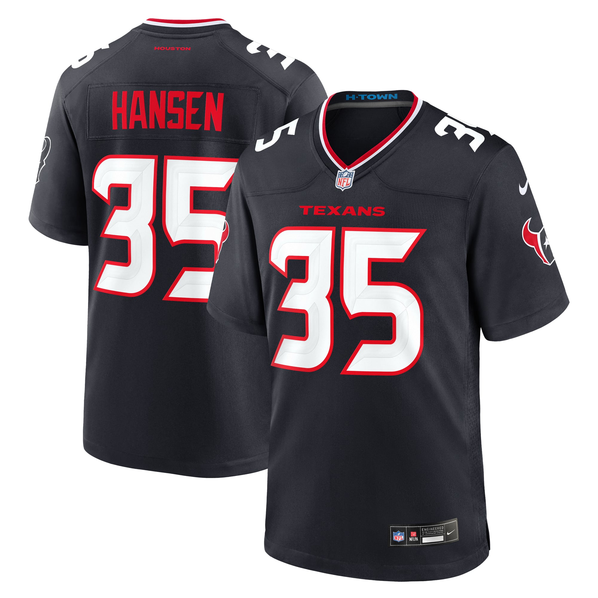 Jake Hansen Houston Texans Game Jersey Navy NFL Football Fan Wear