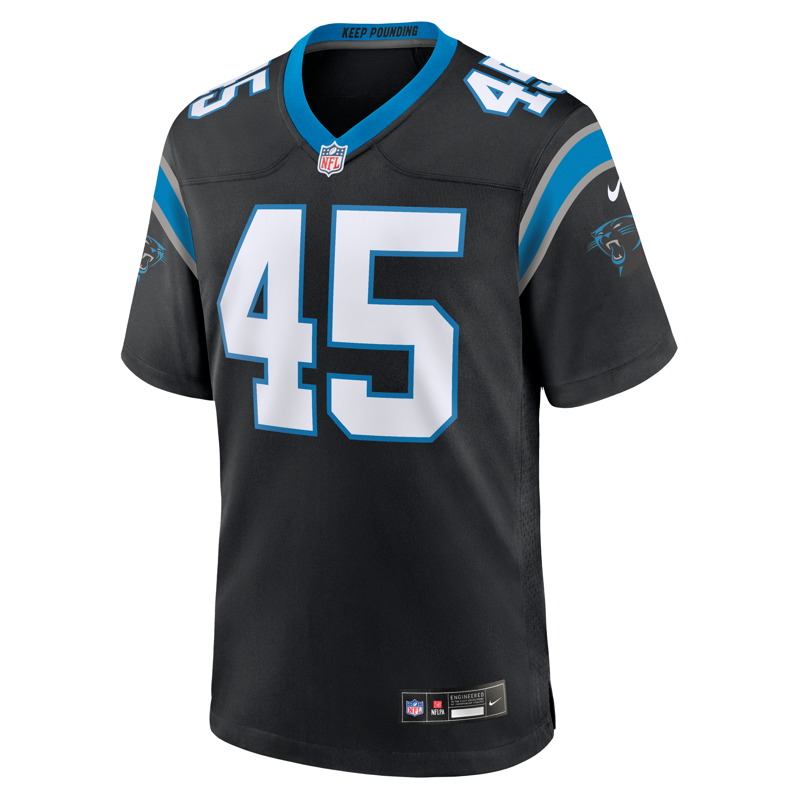 Maema Njongmeta Carolina Panthers Game Jersey Black NFL Football Fan Wear Maema Njongmeta