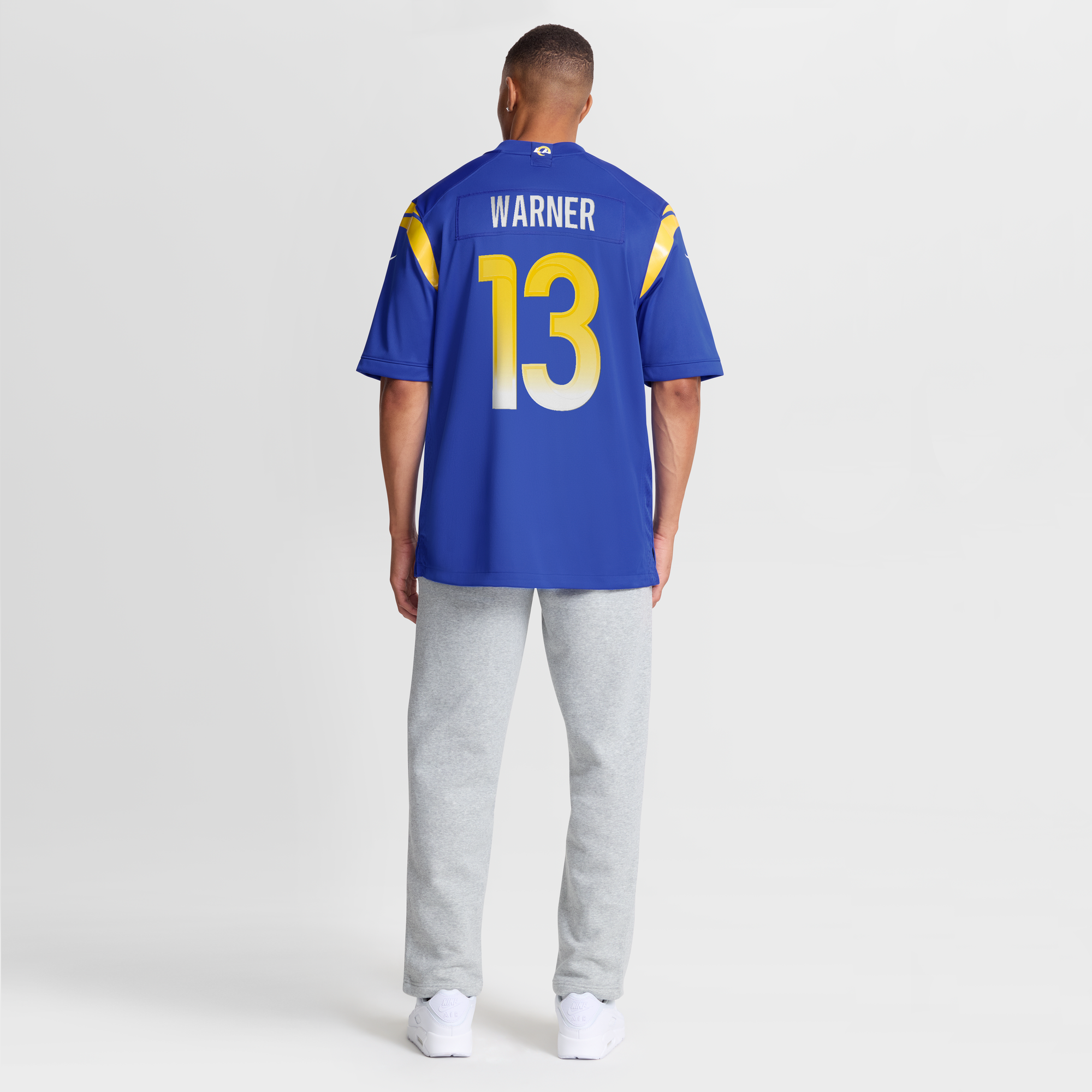 Retired Kurt Warner Los Angeles Rams Player Jersey Royal NFL Football Fan Wear
