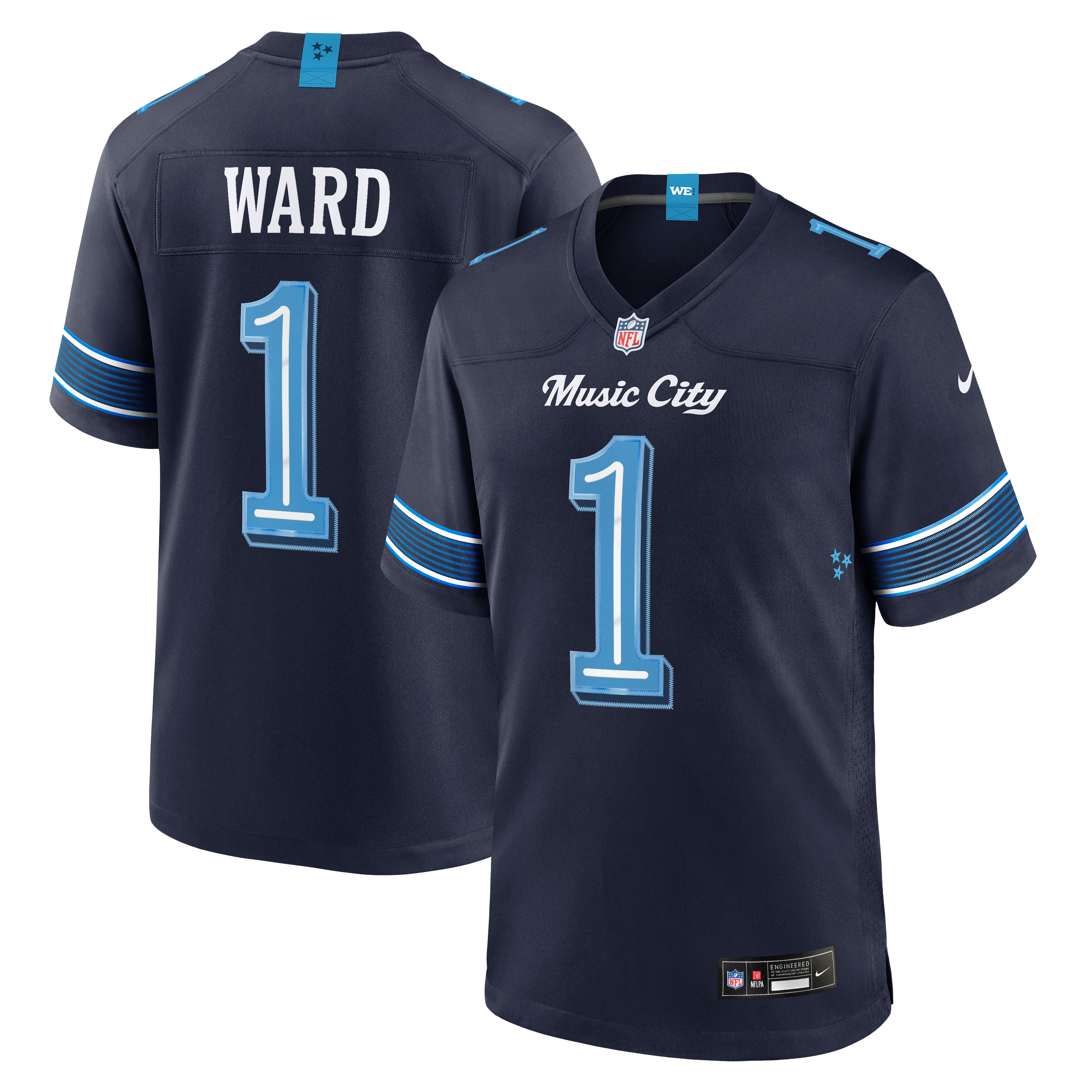 Cameron Ward Tennessee Titans Game Jersey Navy NFL Football Fan Wear Cameron Ward