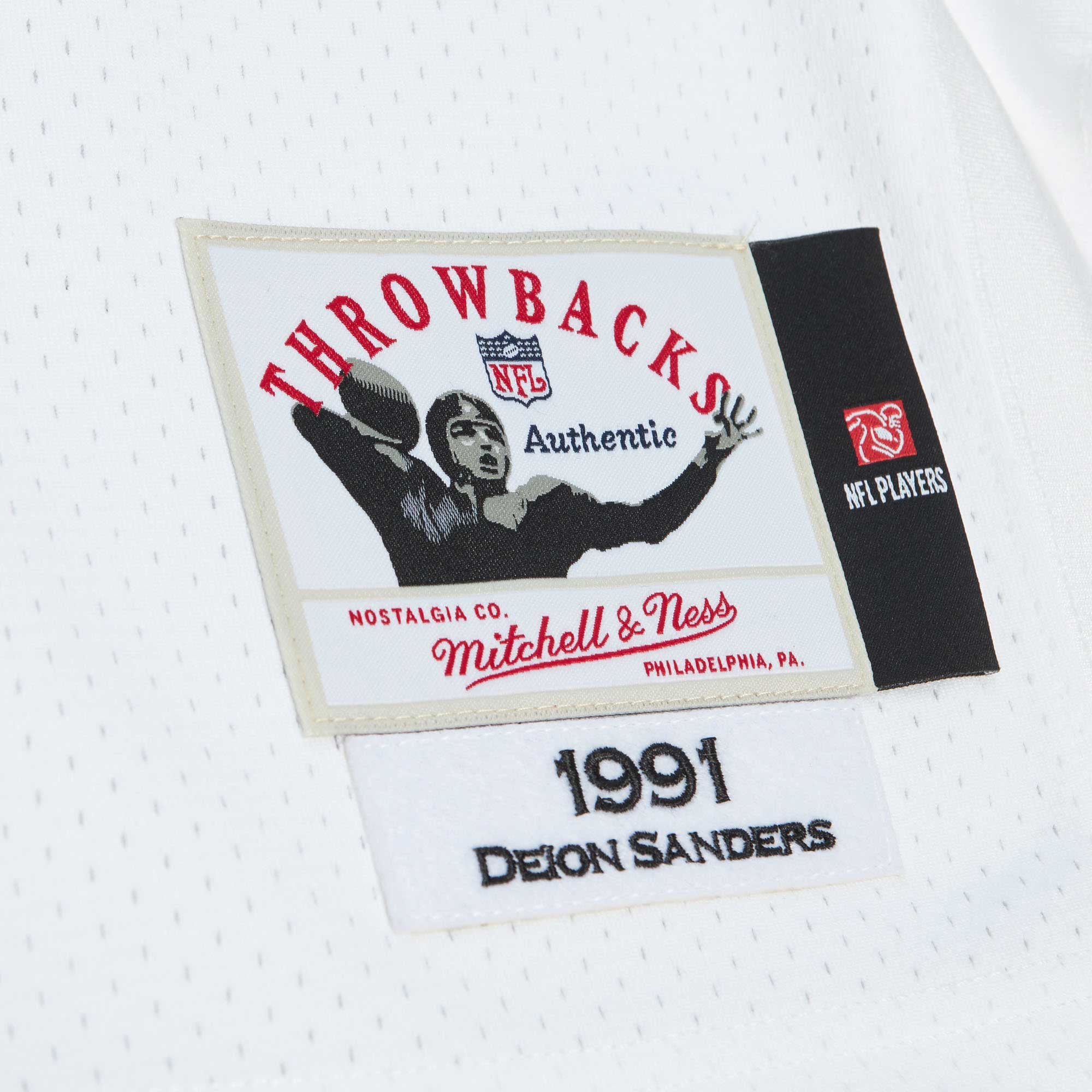 Retired Deion Sanders Atlanta Falcons Player Jersey White NFL Football Fan Wear Retired Deion Sanders