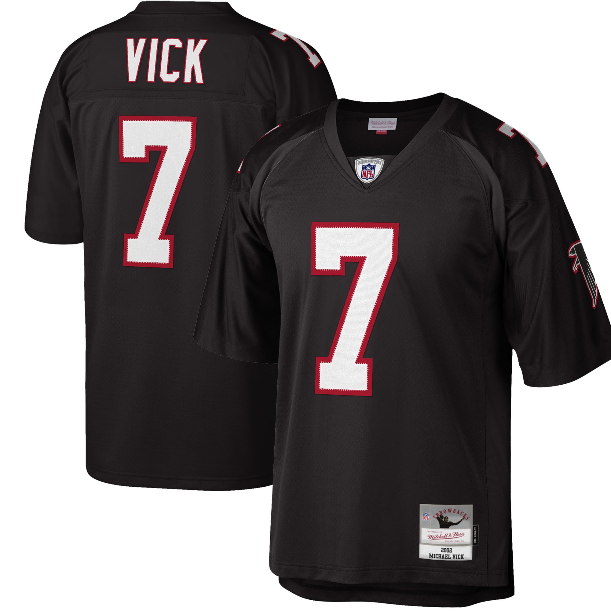 Michael Vick Mitchell Atlanta Falcons Replica Jersey Black NFL Football Fan Wear Michael Vick Mitchell