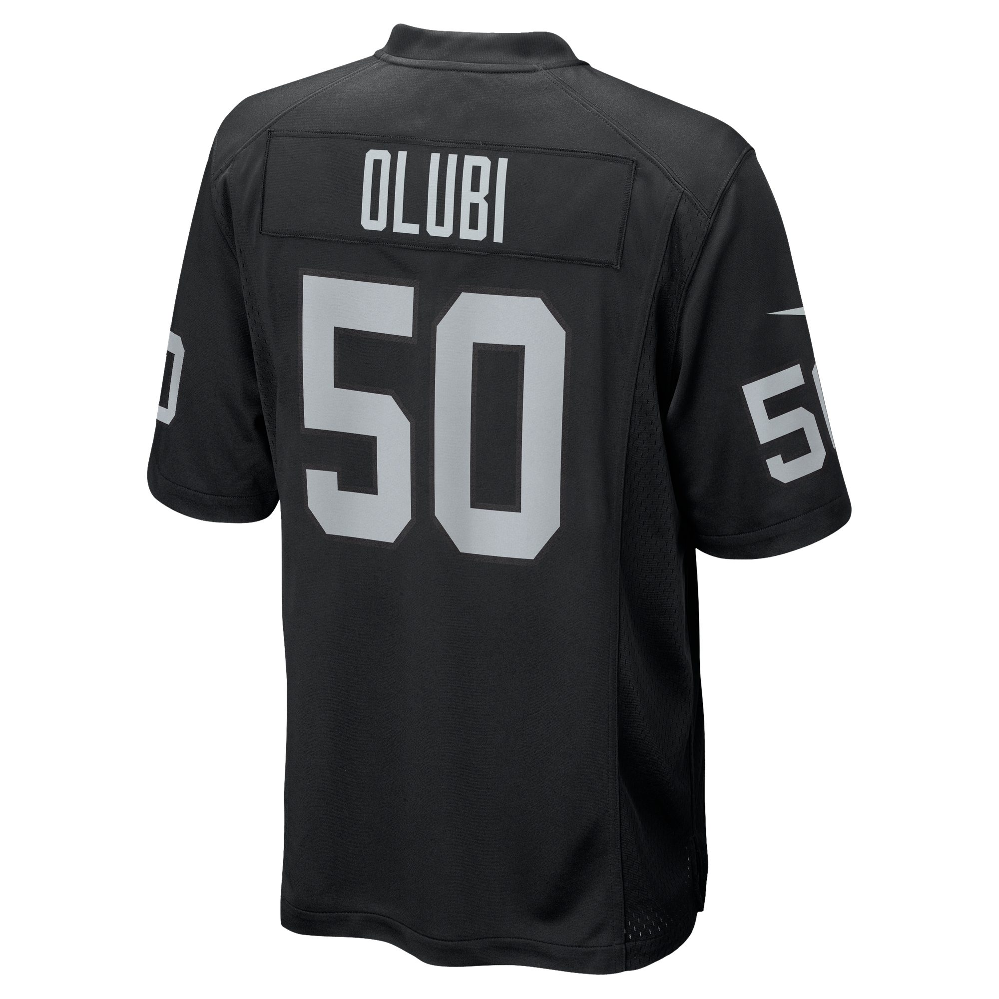 Segun Olubi Las Vegas Raiders Game Jersey Black NFL Football Fan Wear Segun Olubi